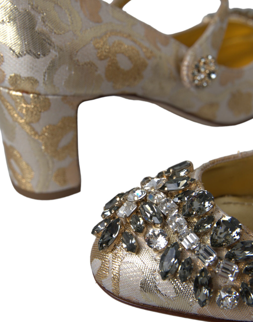 Escarpins Mary Jane Dolce &amp; Gabbana en jacquard doré et cristal