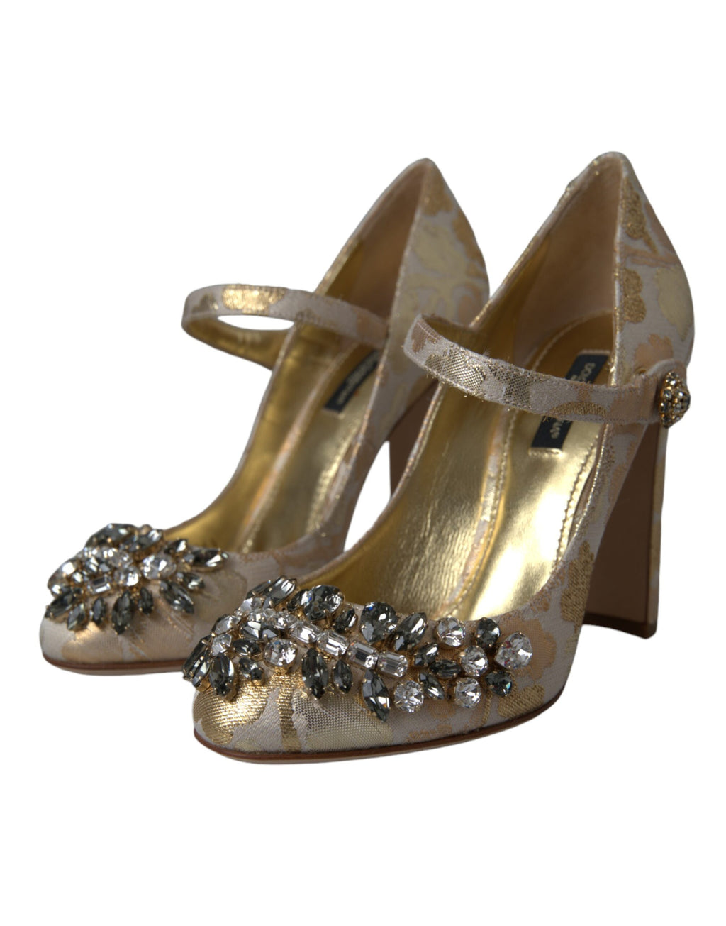 Escarpins Mary Jane Dolce &amp; Gabbana en jacquard doré et cristal