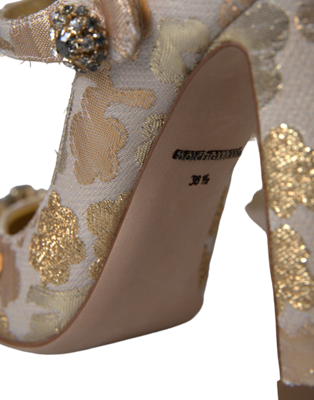 Escarpins Mary Jane Dolce &amp; Gabbana en jacquard doré et cristal