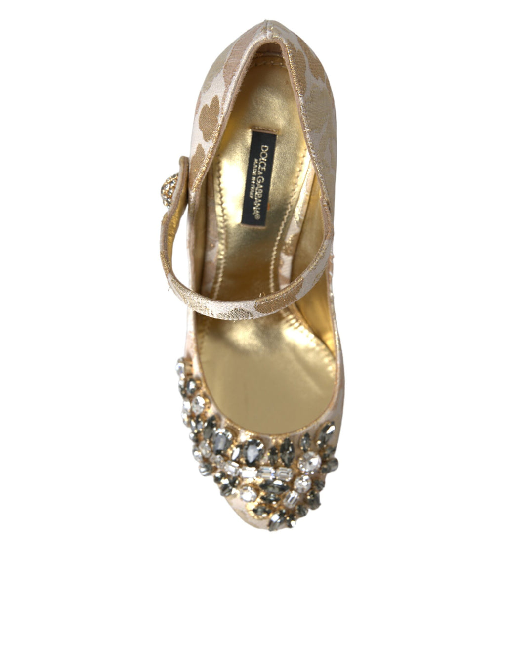 Escarpins Mary Jane Dolce &amp; Gabbana en jacquard doré et cristal
