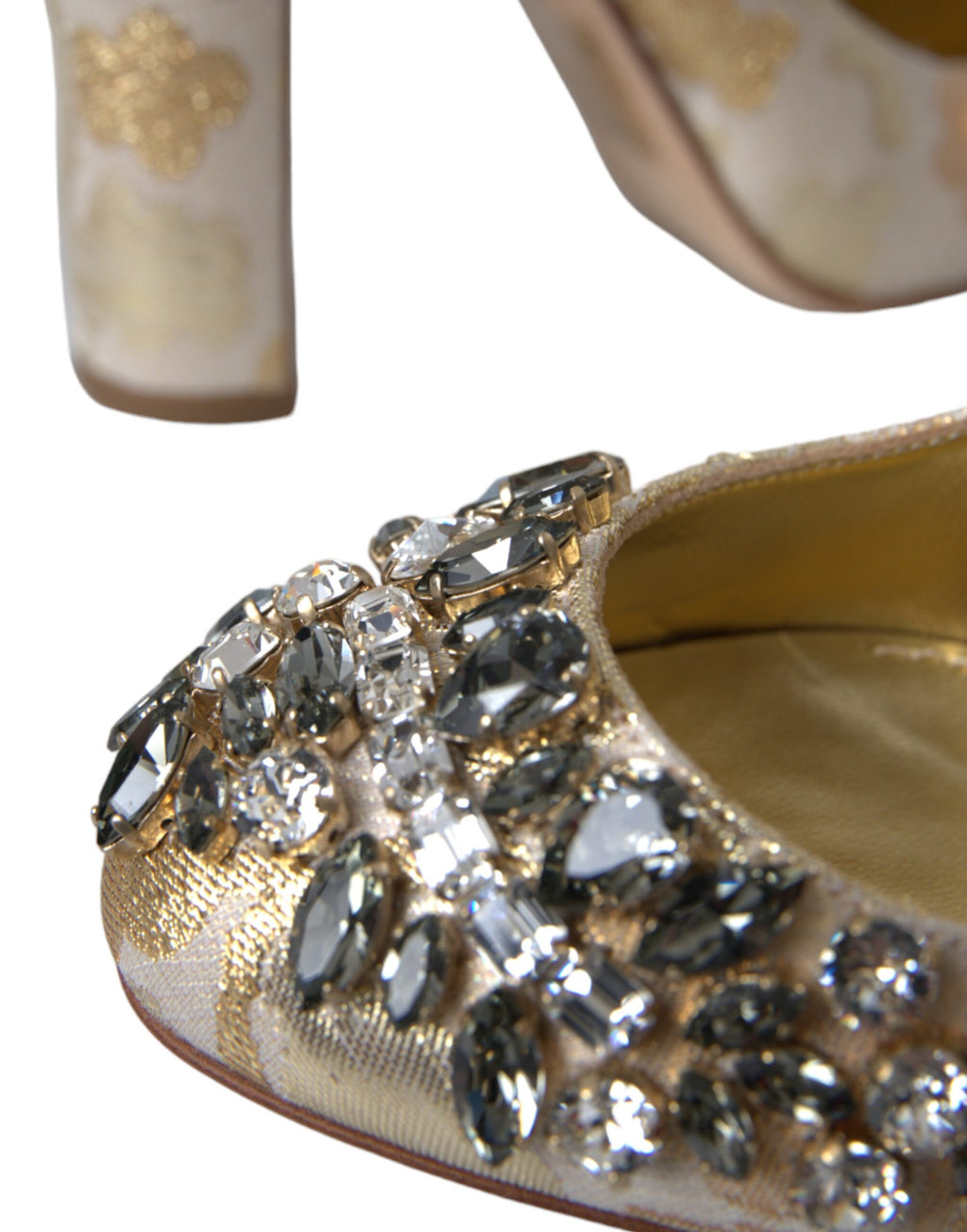 Escarpins Mary Jane Dolce &amp; Gabbana en jacquard doré et cristal