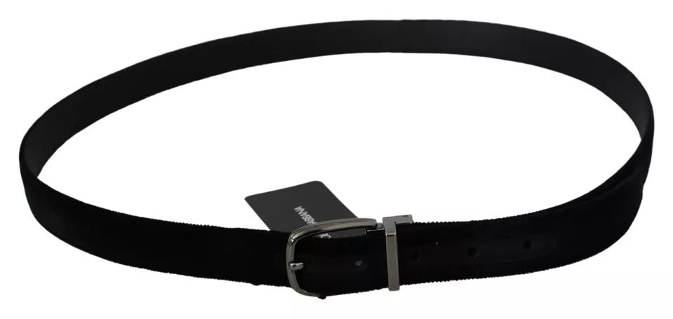 Ceinture pour homme Dolce &amp; Gabbana en velours noir avec boucle en métal argenté