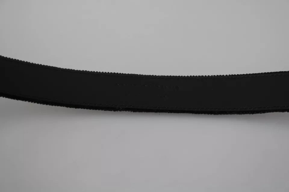 Ceinture pour homme Dolce &amp; Gabbana en velours noir avec boucle en métal argenté