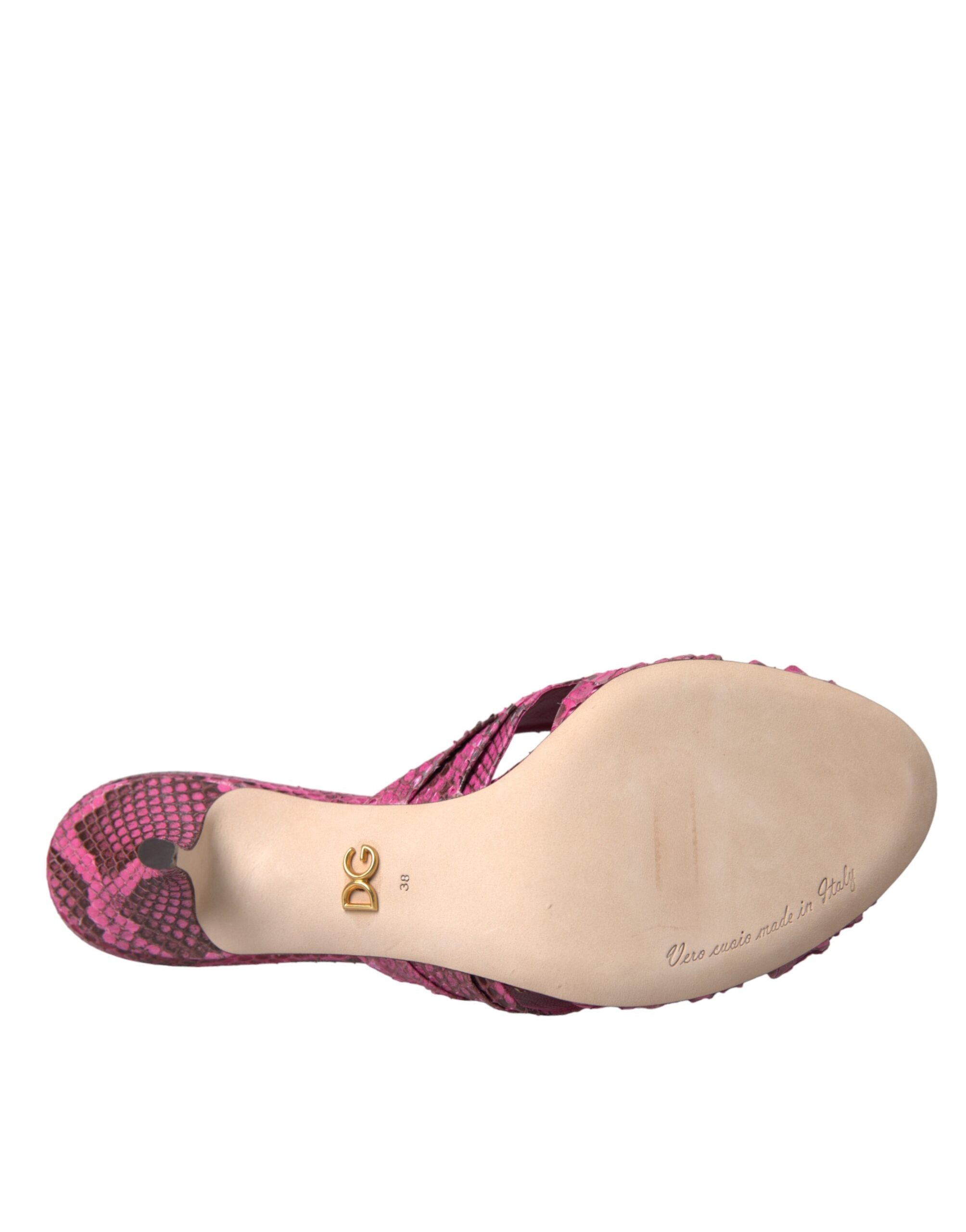 Chaussures à talons chaton Dolce &amp; Gabbana en cuir exotique rose