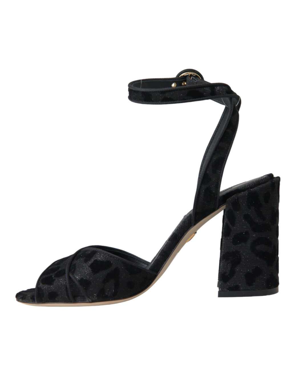 Dolce &amp; Gabbana Schwarze Sandalen aus Wildleder mit Leopardenmuster