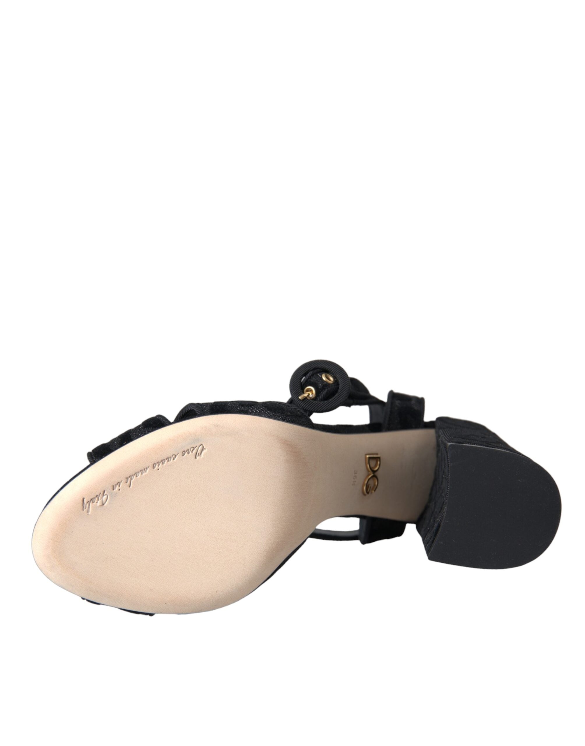 Sandales à talons en daim léopard noir Dolce &amp; Gabbana