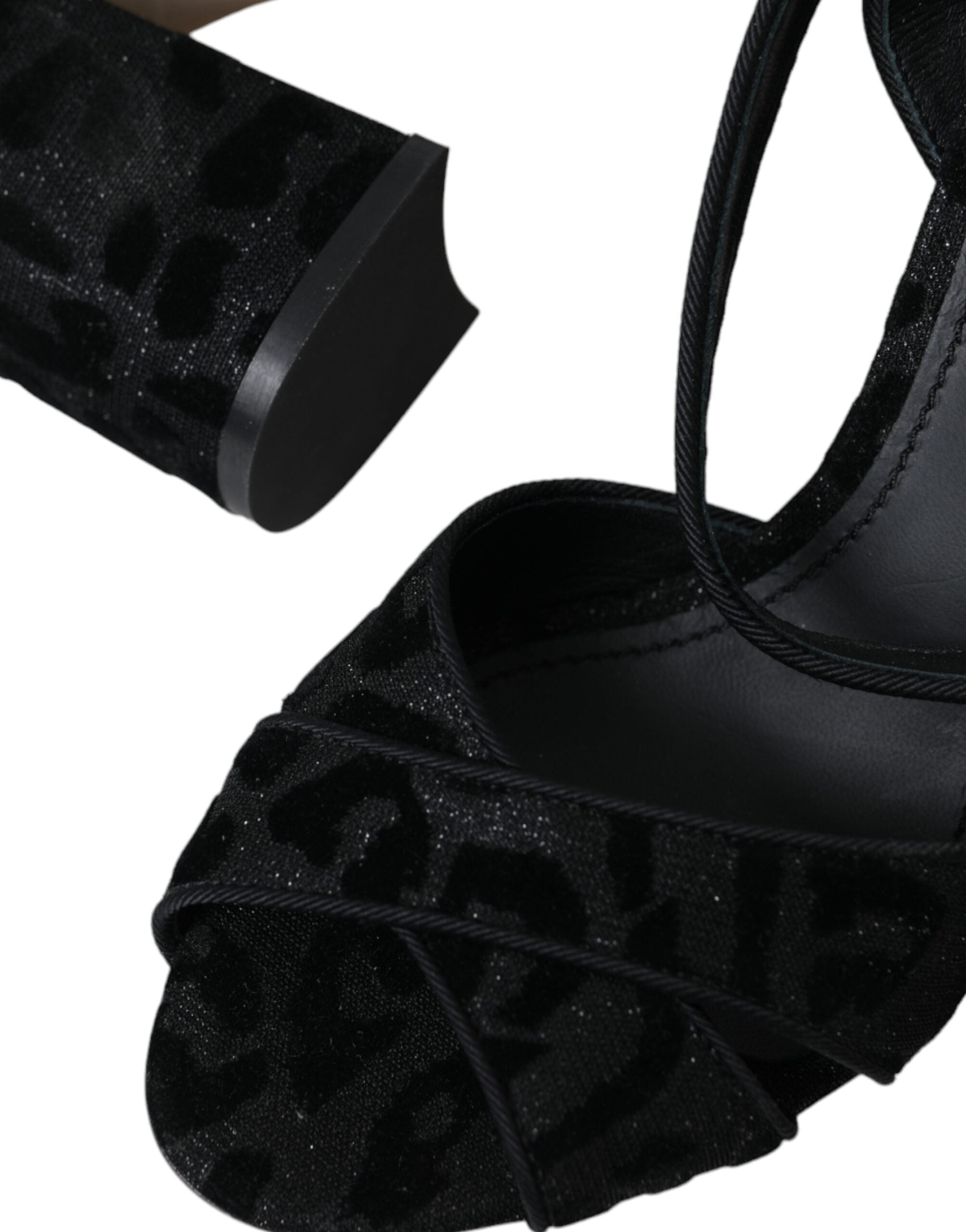 Sandales à talons en daim léopard noir Dolce &amp; Gabbana