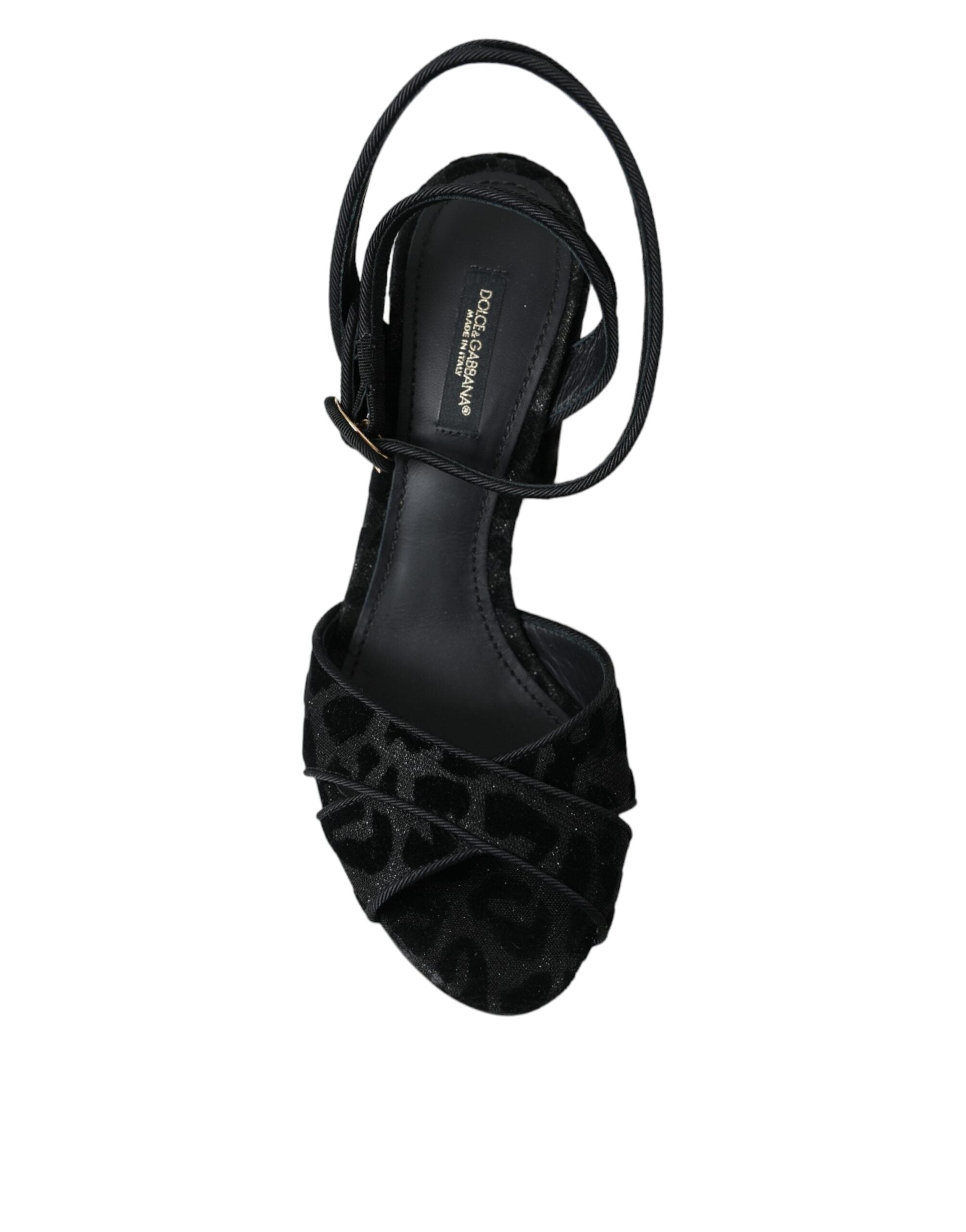Sandales à talons en daim léopard noir Dolce &amp; Gabbana