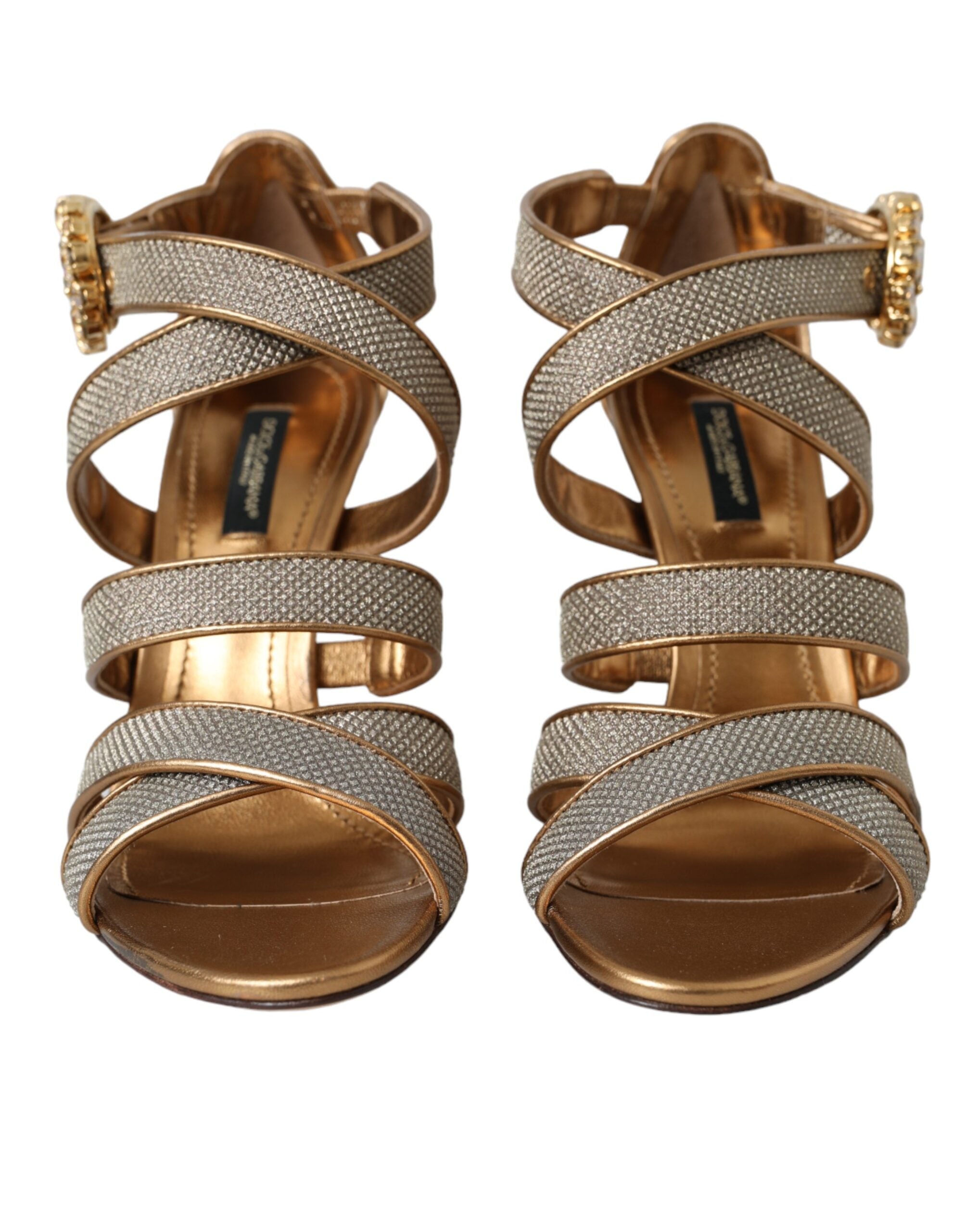Sandales à talons et brides en cristal bronze Dolce &amp; Gabbana