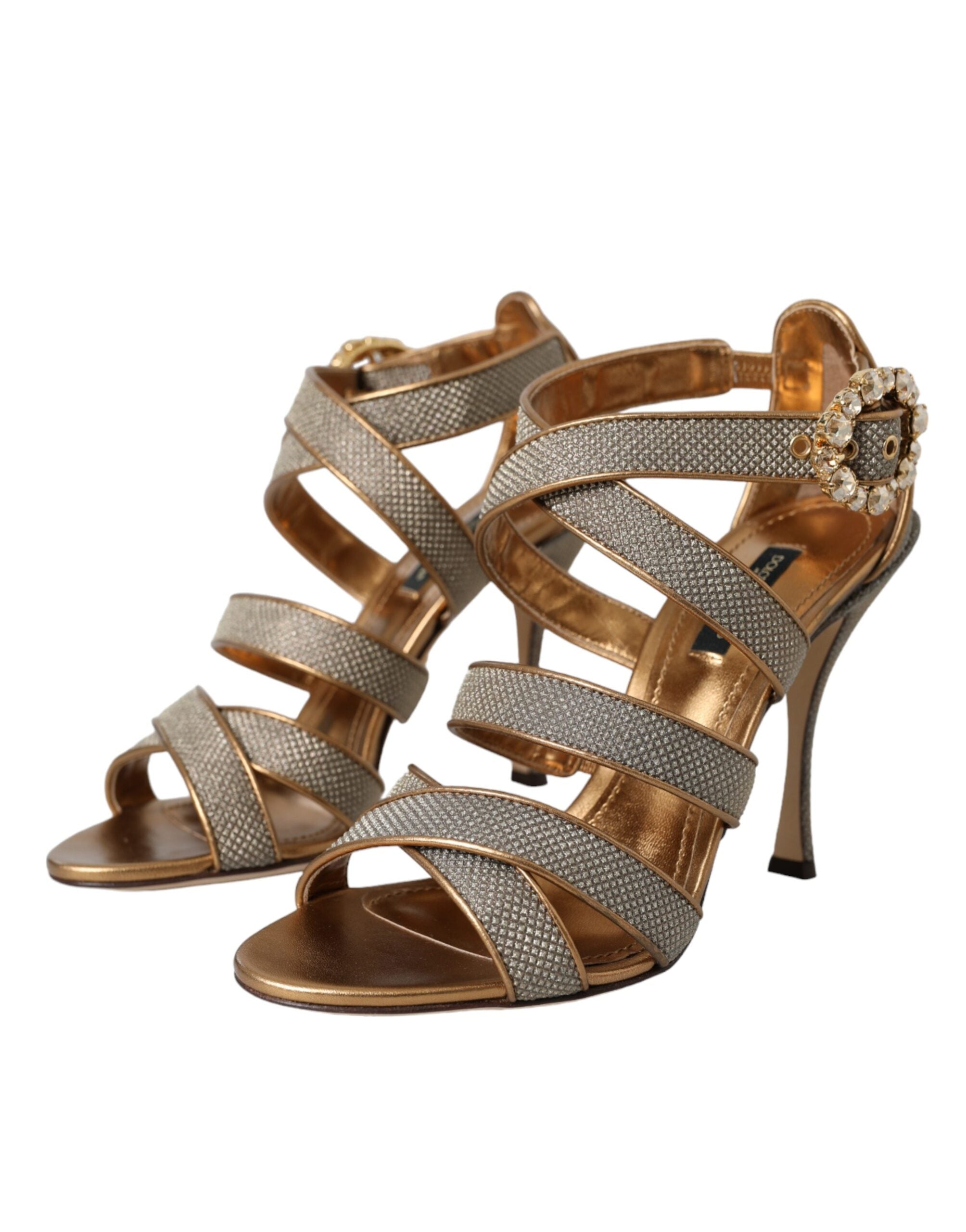 Sandales à talons et brides en cristal bronze Dolce &amp; Gabbana