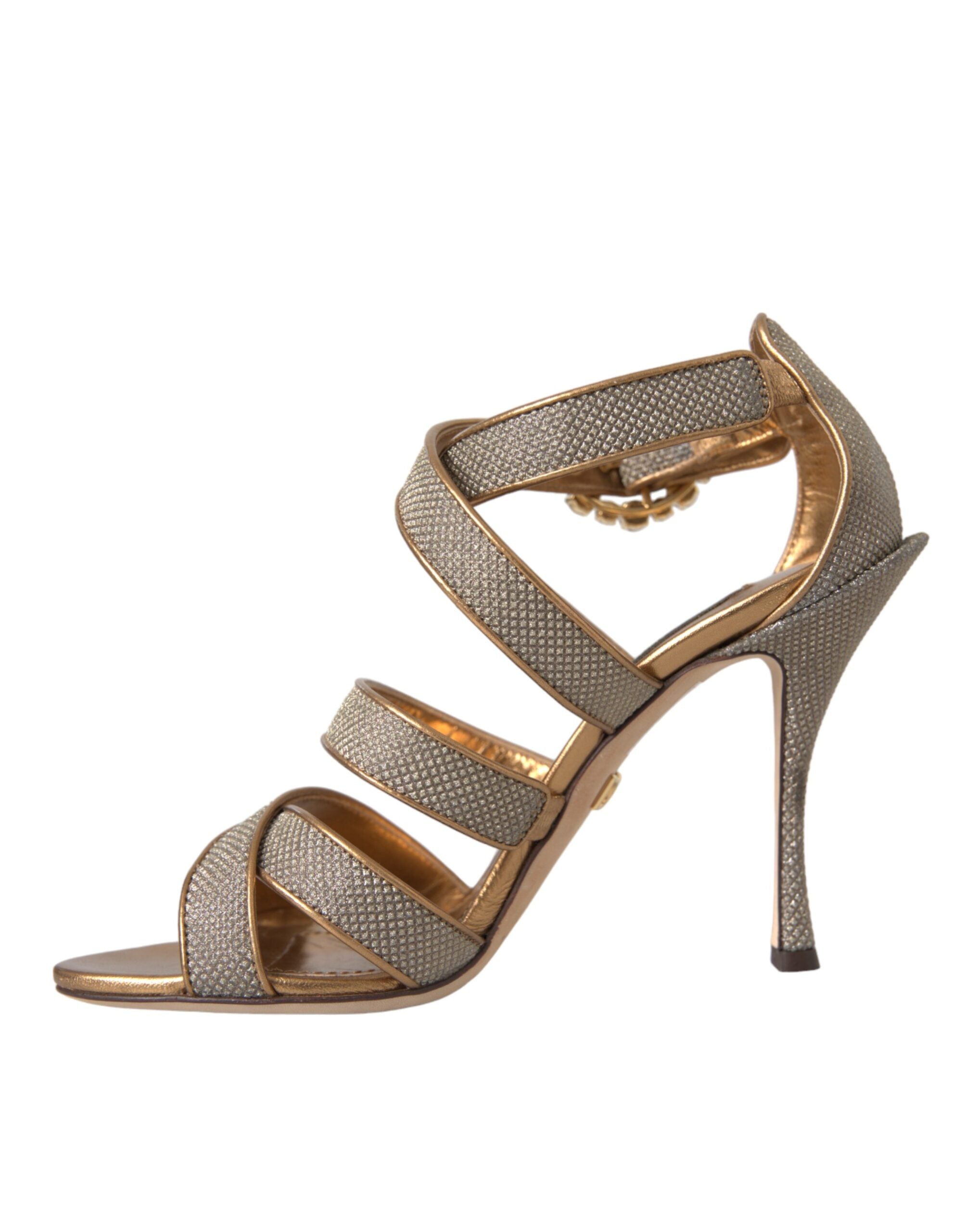 Sandales à talons et brides en cristal bronze Dolce &amp; Gabbana