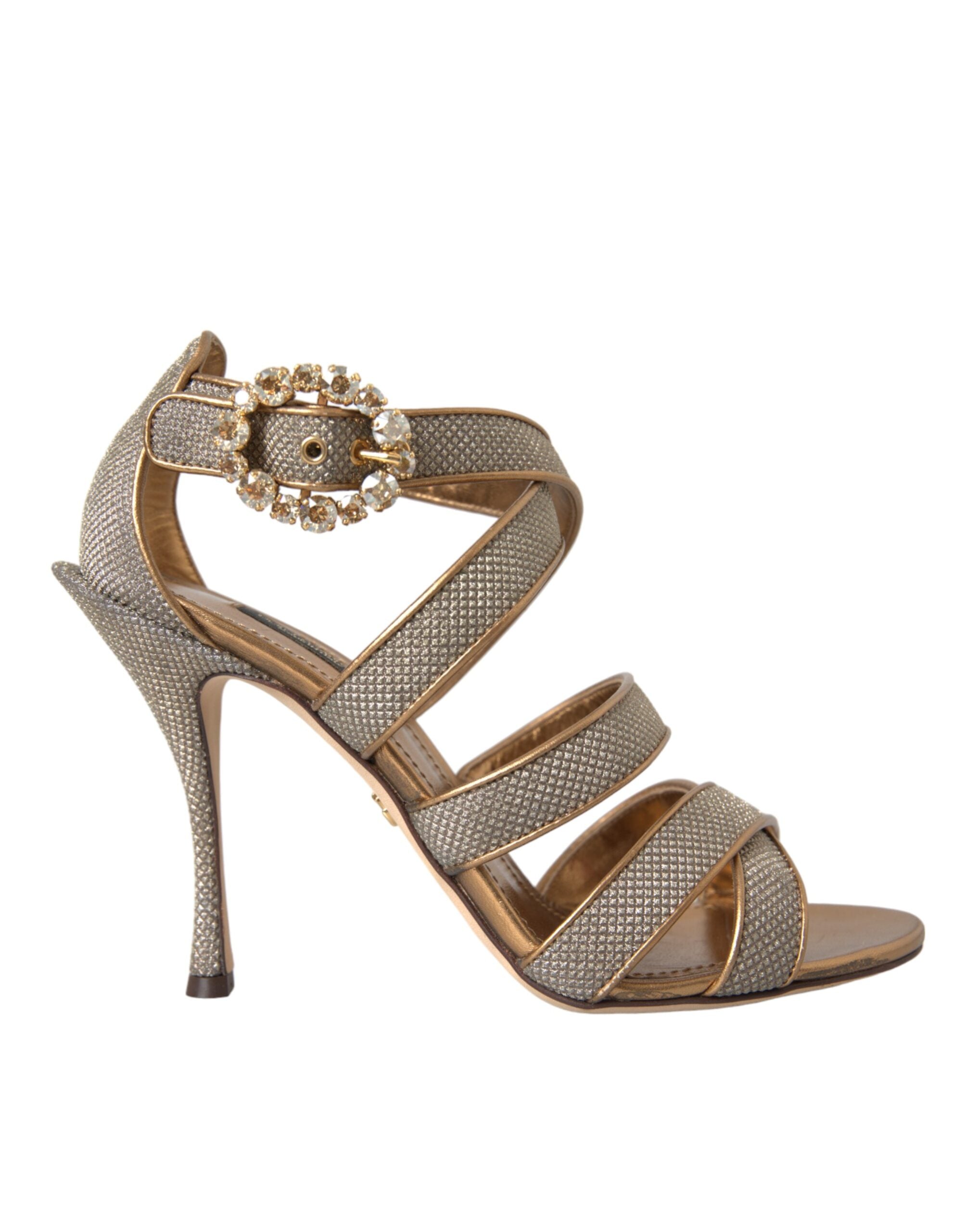 Sandales à talons et brides en cristal bronze Dolce &amp; Gabbana