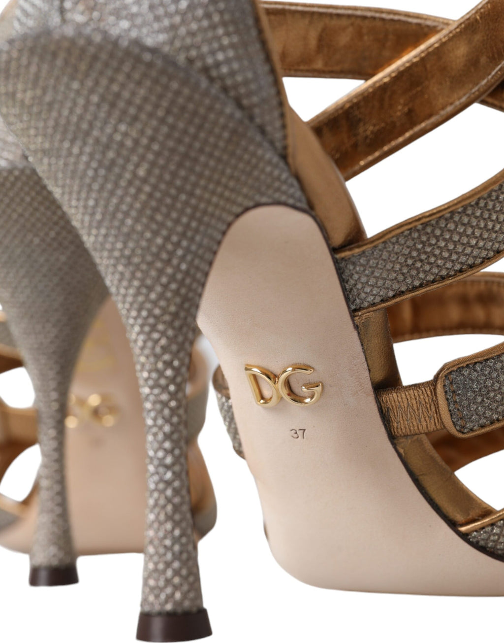 Sandales à talons et brides en cristal bronze Dolce &amp; Gabbana