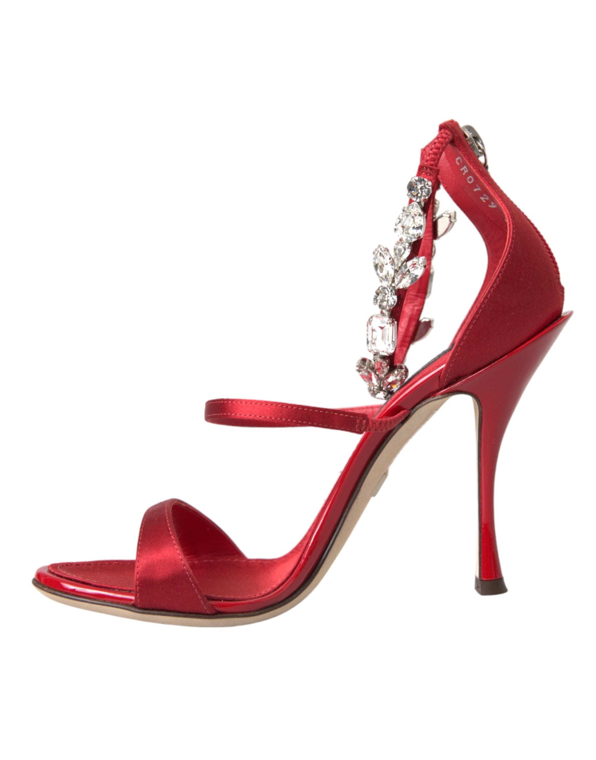 Sandales à talons Dolce &amp; Gabbana Keira en satin rouge et cristaux
