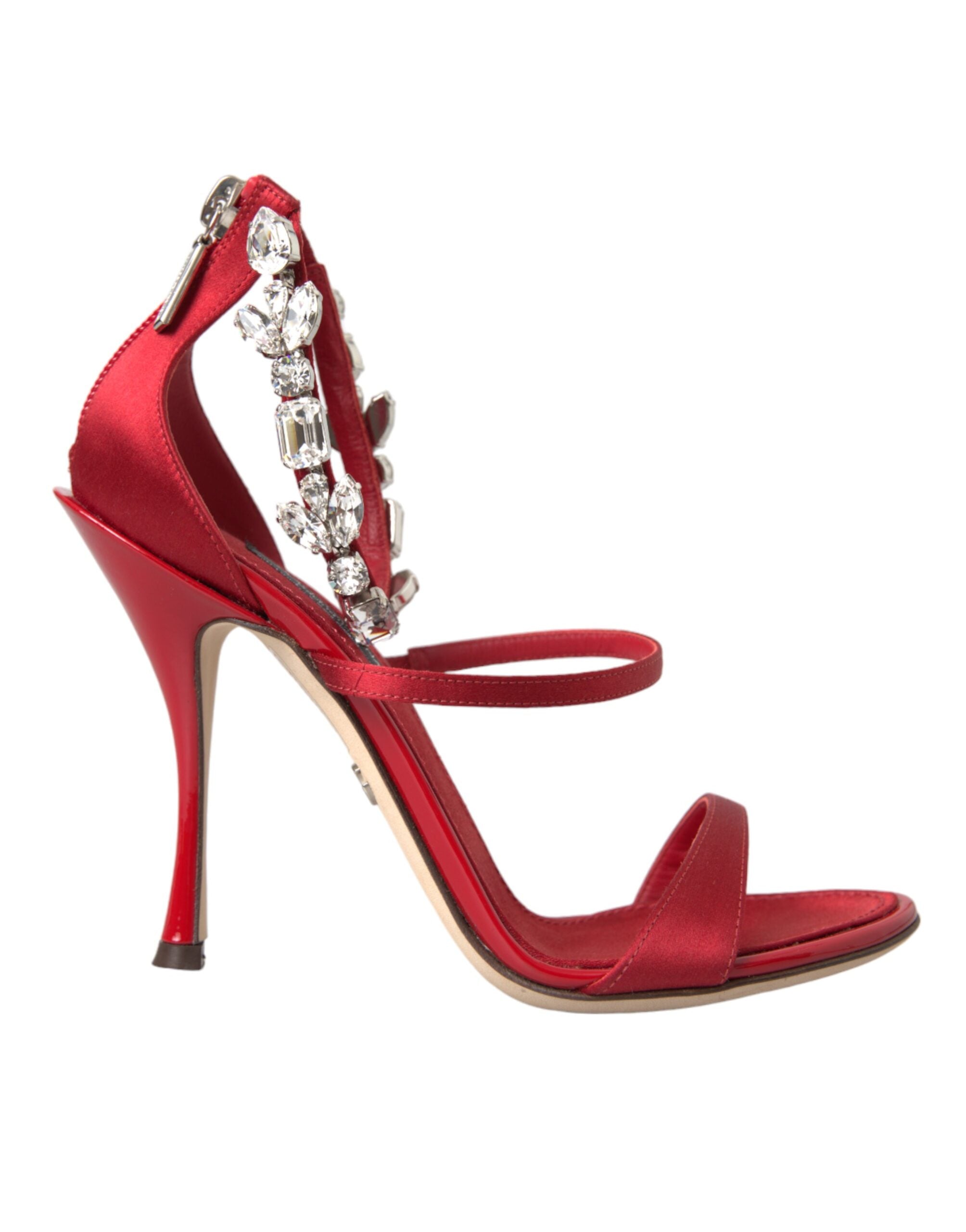 Sandales à talons Dolce &amp; Gabbana Keira en satin rouge et cristaux