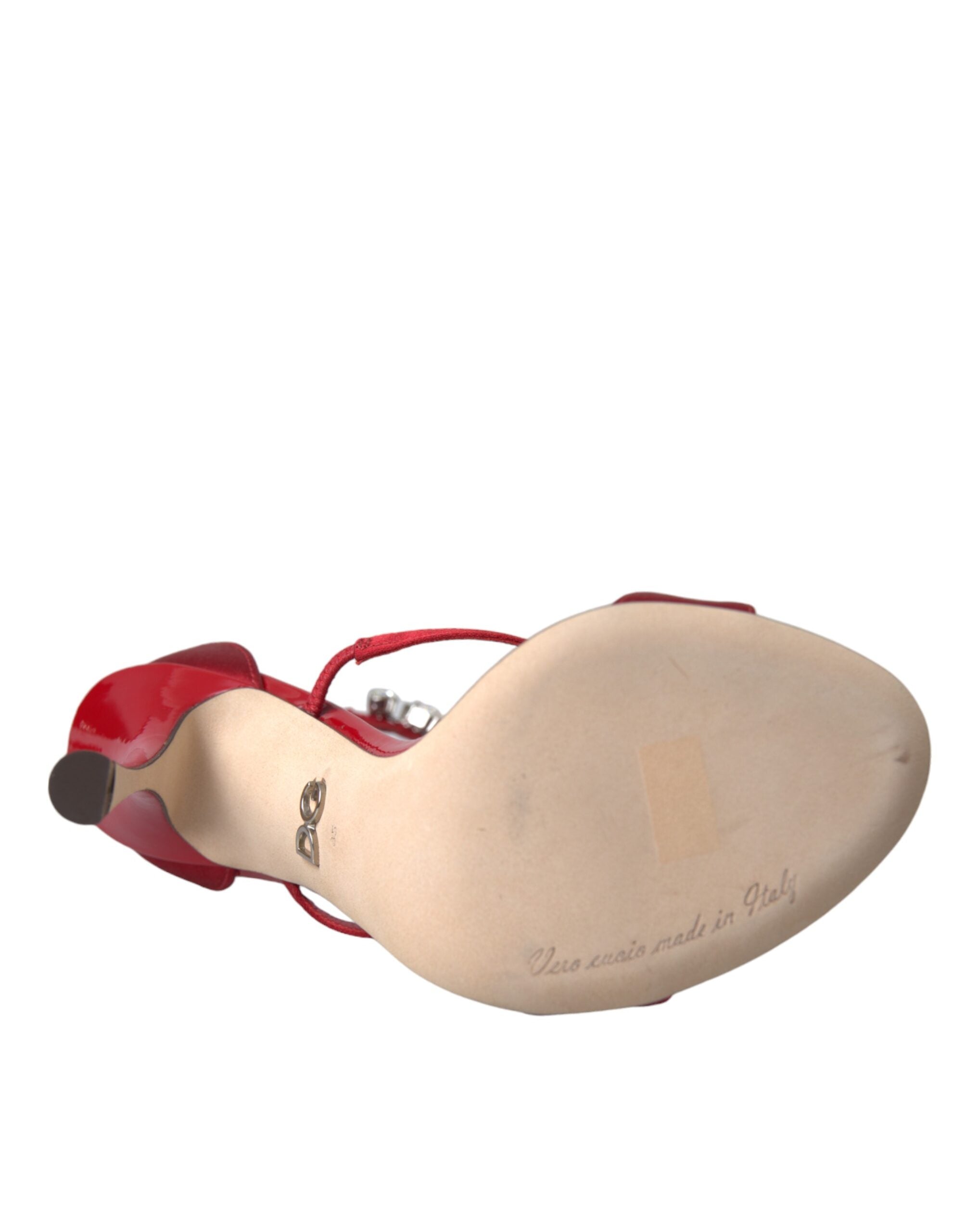 Sandales à talons Dolce &amp; Gabbana Keira en satin rouge et cristaux