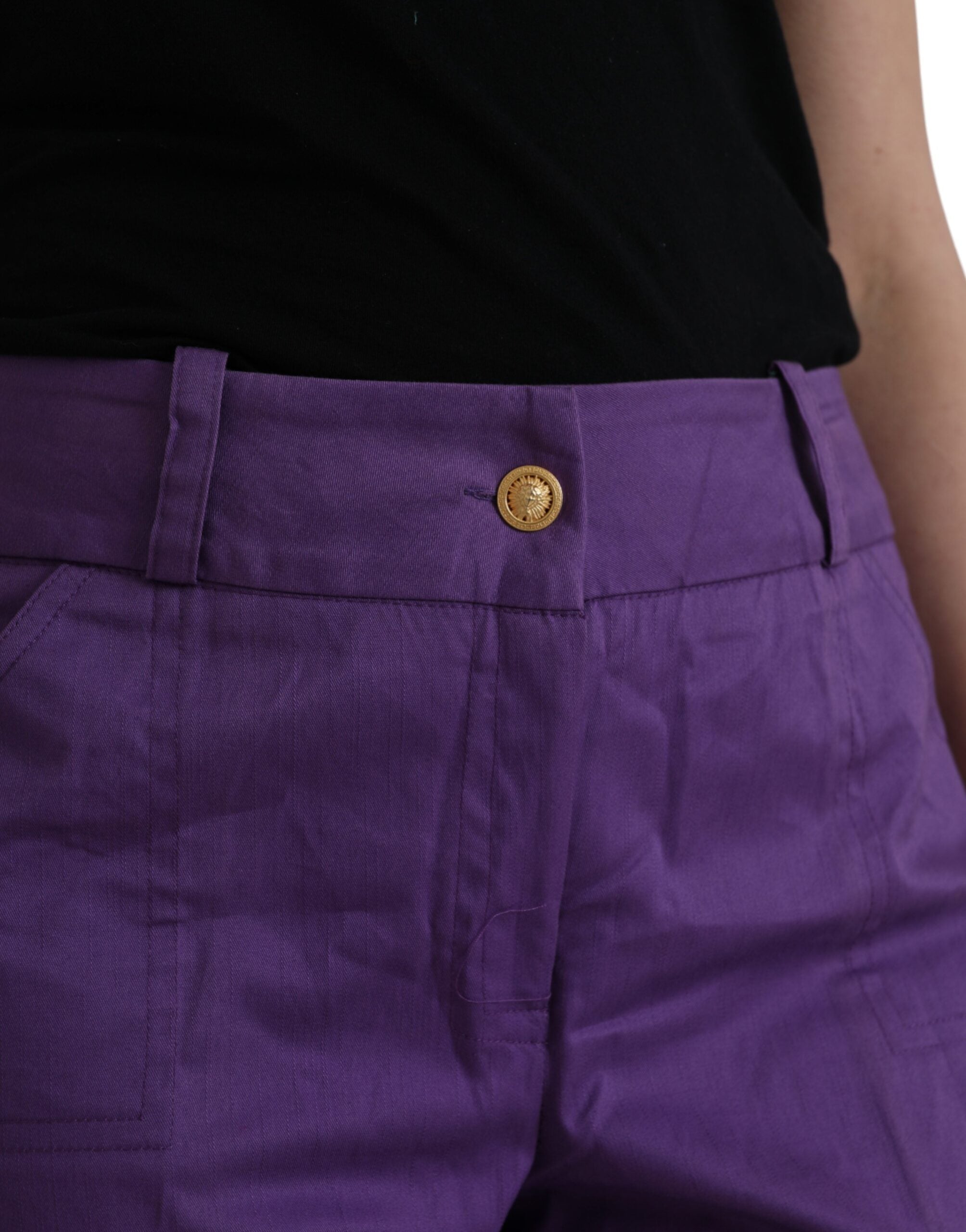 BENCIVENGA Lilafarbene, gerade geschnittene Hose aus Baumwolle mit mittlerer Taille