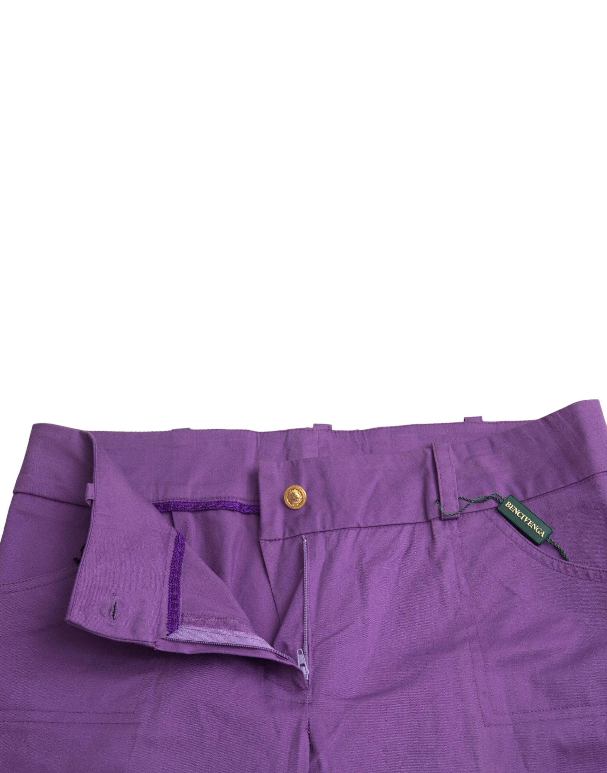 BENCIVENGA Lilafarbene, gerade geschnittene Hose aus Baumwolle mit mittlerer Taille