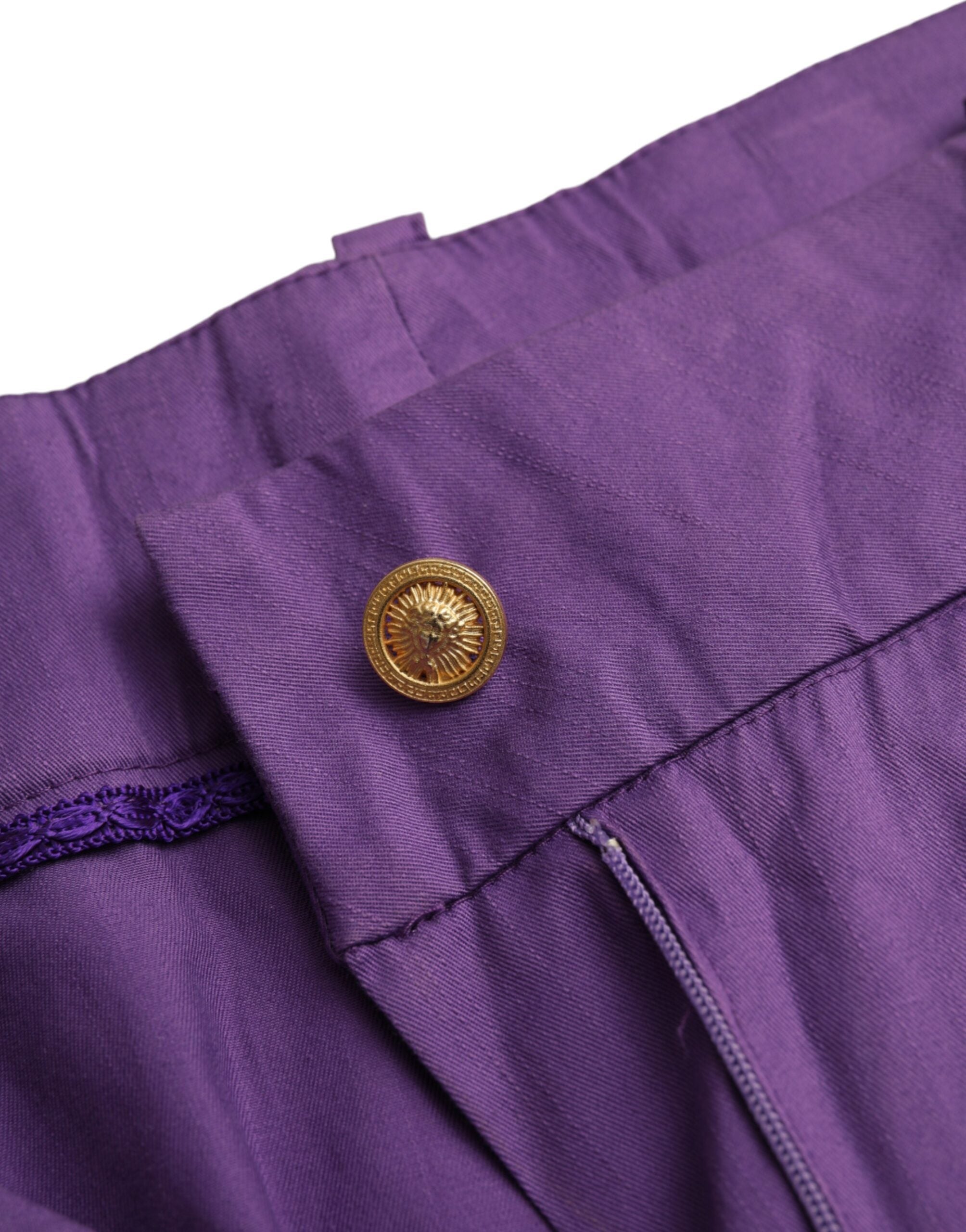BENCIVENGA Lilafarbene, gerade geschnittene Hose aus Baumwolle mit mittlerer Taille
