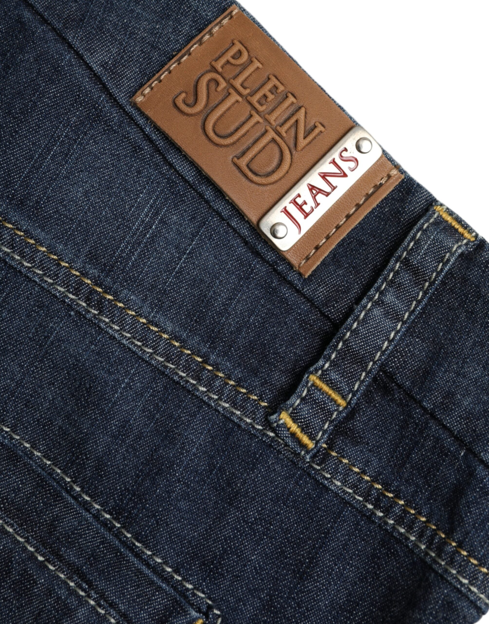 PLEIN SUD Dunkelblaue Bootcut-Jeans aus Baumwolle