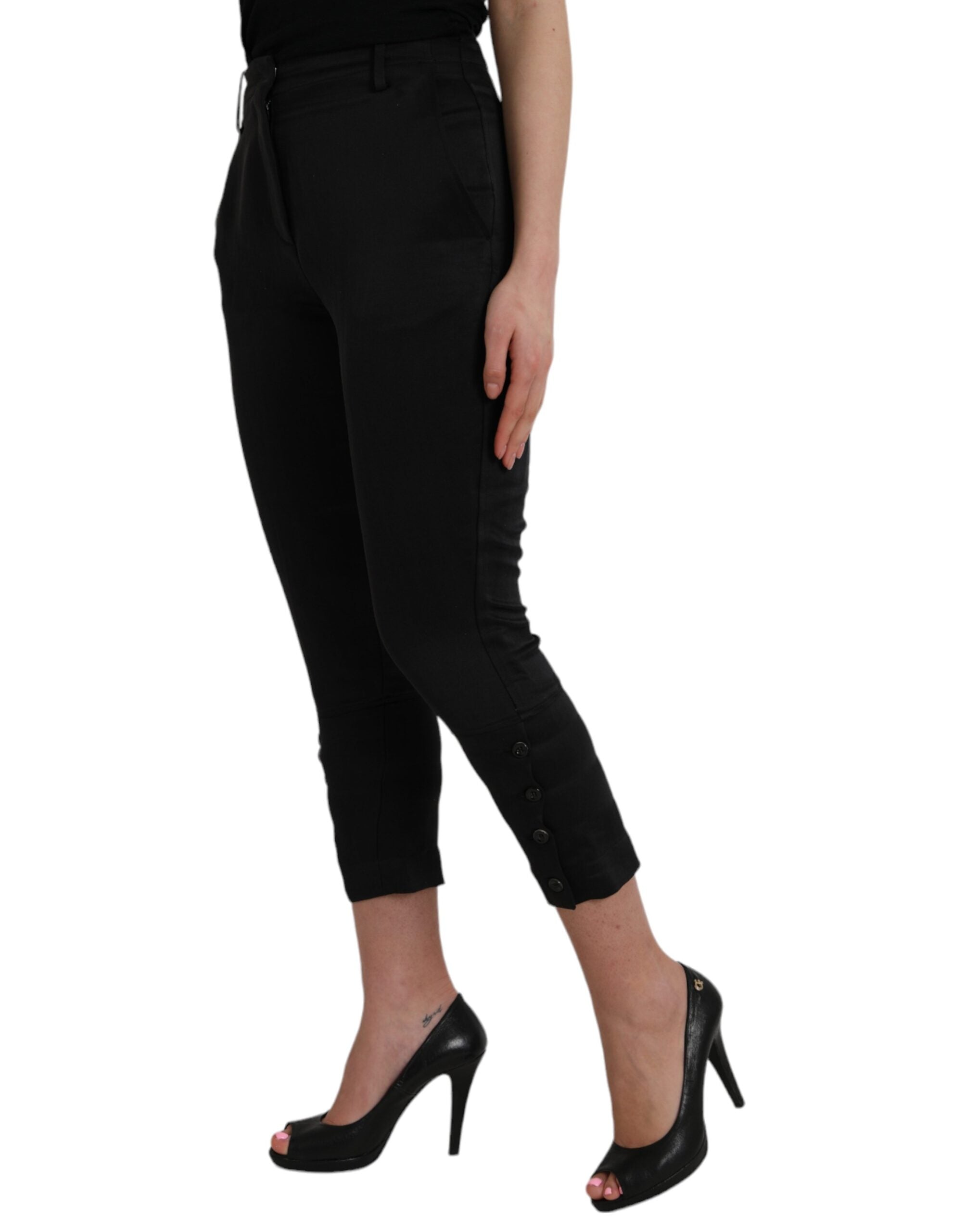 Ermanno Scervino – Schwarze Caprihose mit hoher Taille und verkürzter Länge