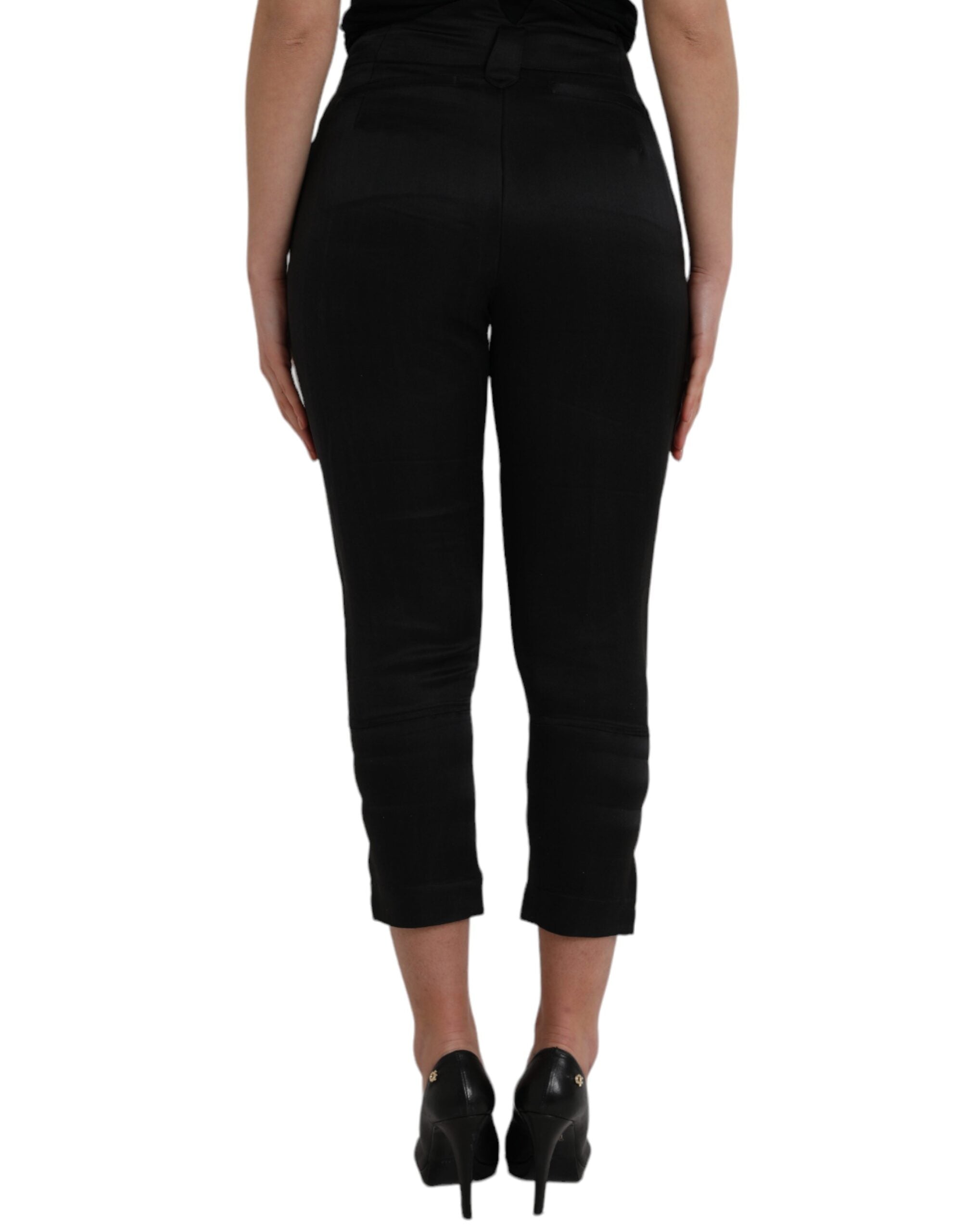 Ermanno Scervino – Schwarze Caprihose mit hoher Taille und verkürzter Länge