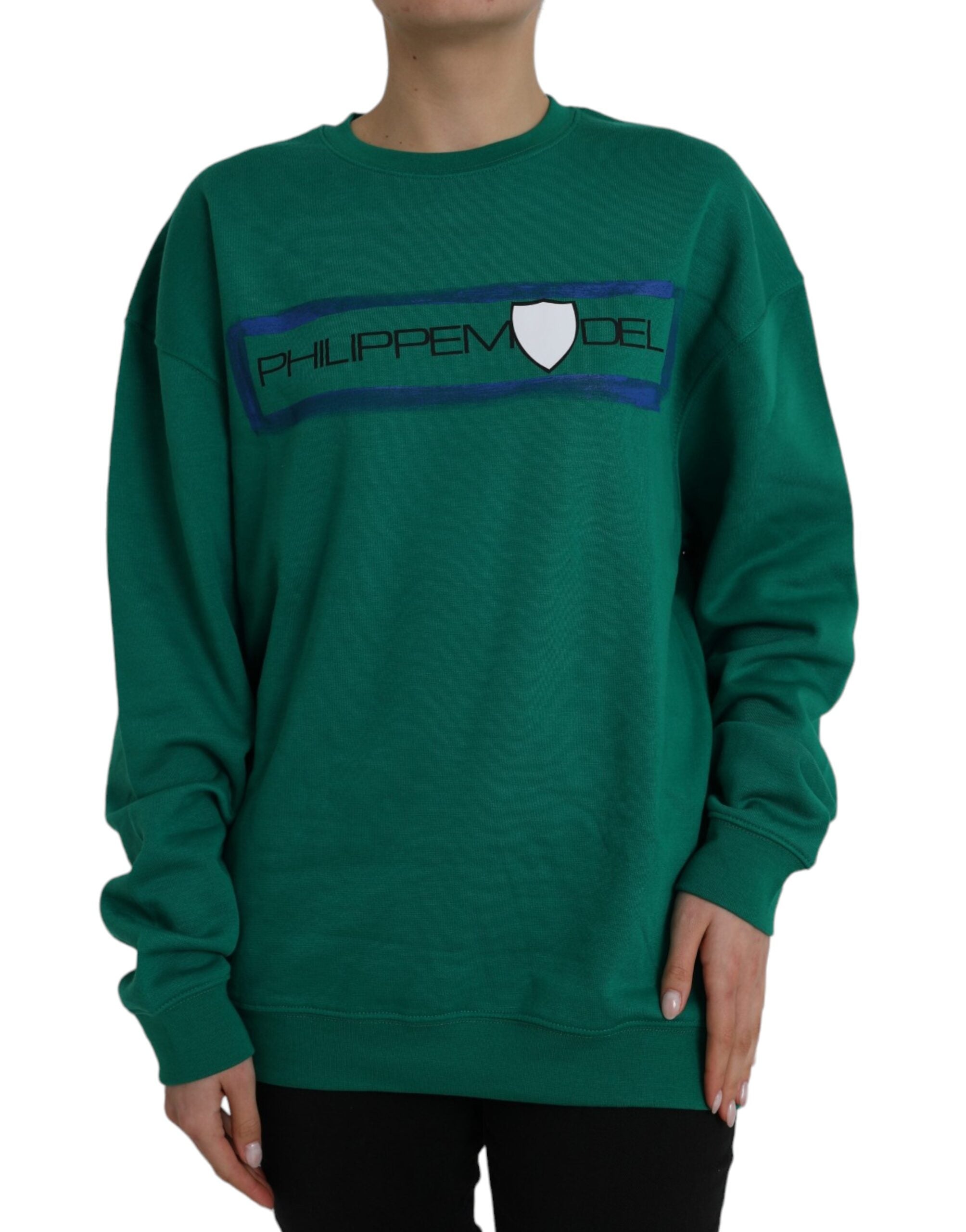 Philippe Model – Grüner Pullover aus Baumwolle mit Logo-Print und langen Ärmeln