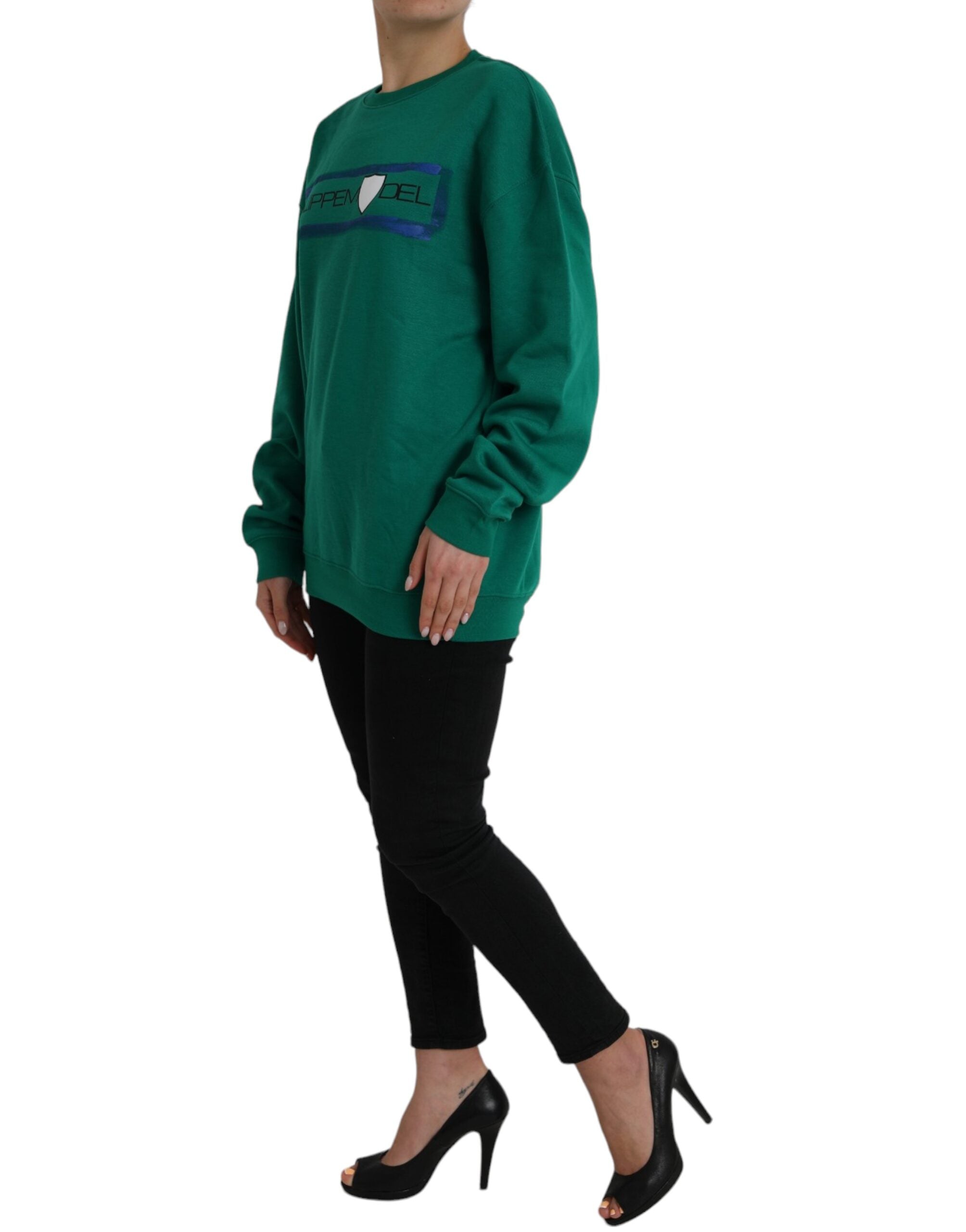 Philippe Model – Grüner Pullover aus Baumwolle mit Logo-Print und langen Ärmeln