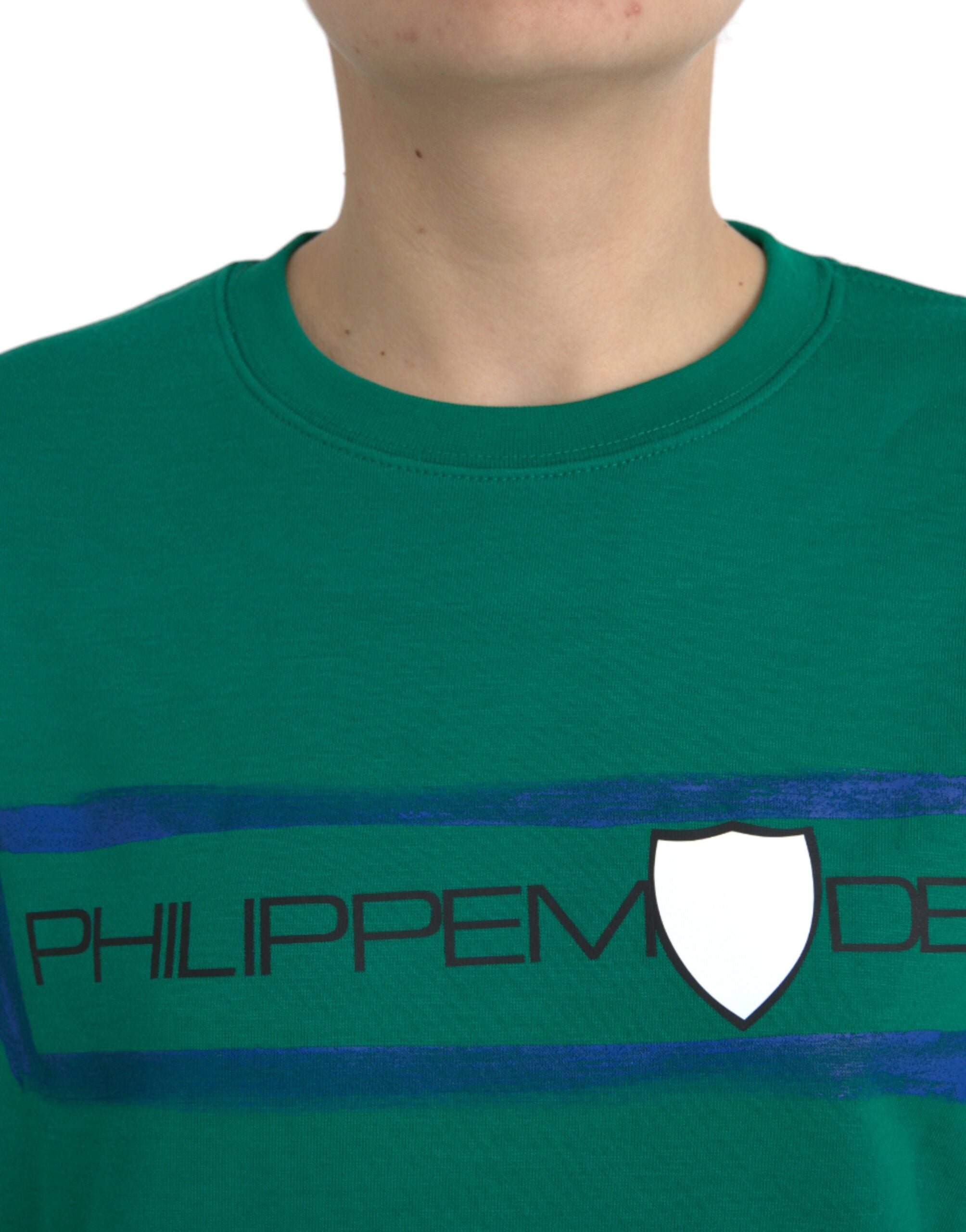 Philippe Model – Grüner Pullover aus Baumwolle mit Logo-Print und langen Ärmeln