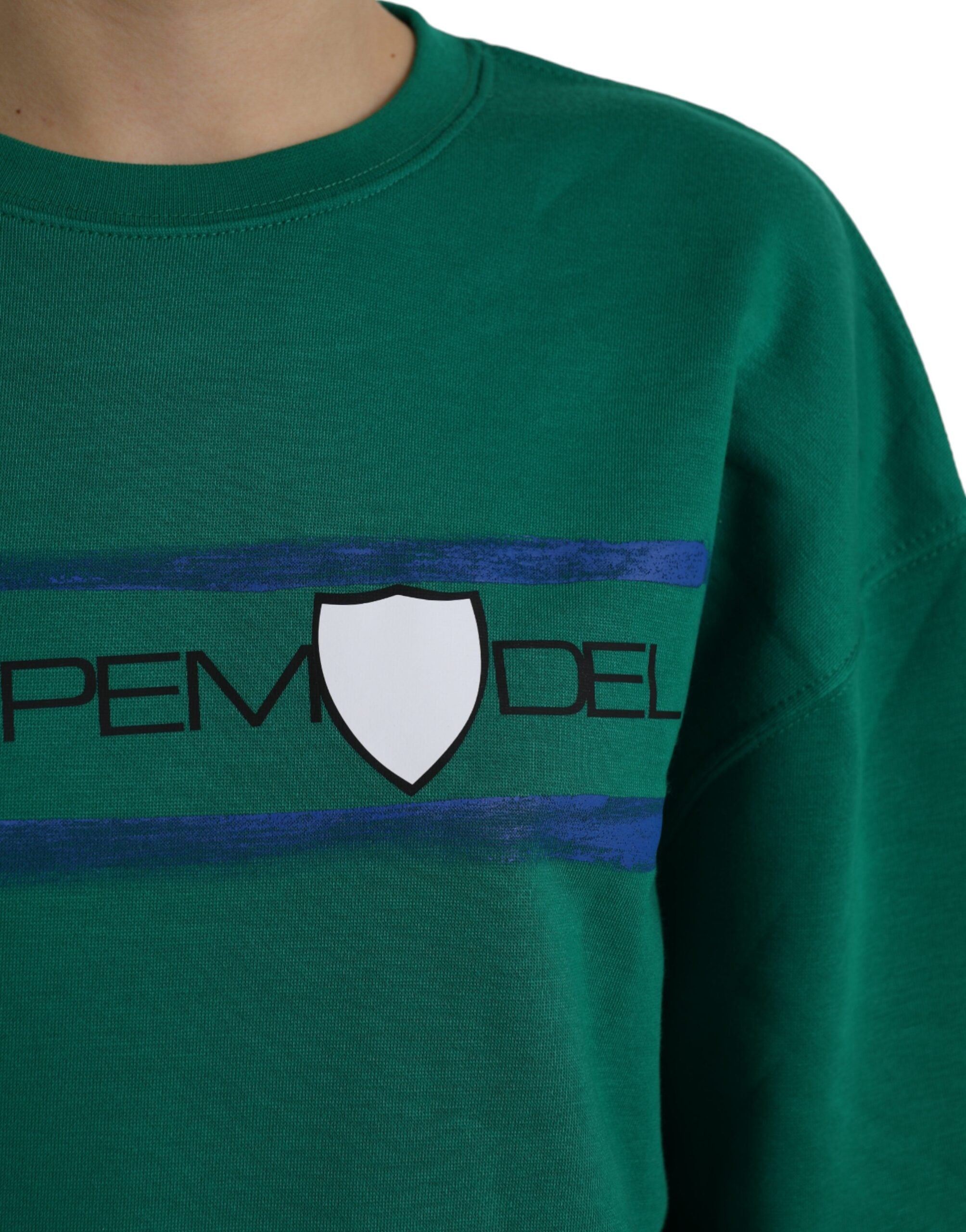 Philippe Model – Grüner Pullover aus Baumwolle mit Logo-Print und langen Ärmeln
