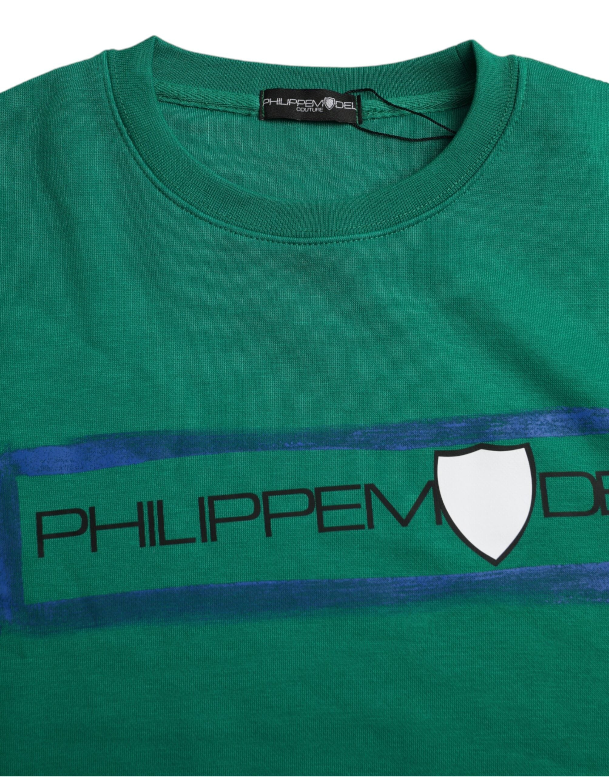 Philippe Model – Grüner Pullover aus Baumwolle mit Logo-Print und langen Ärmeln