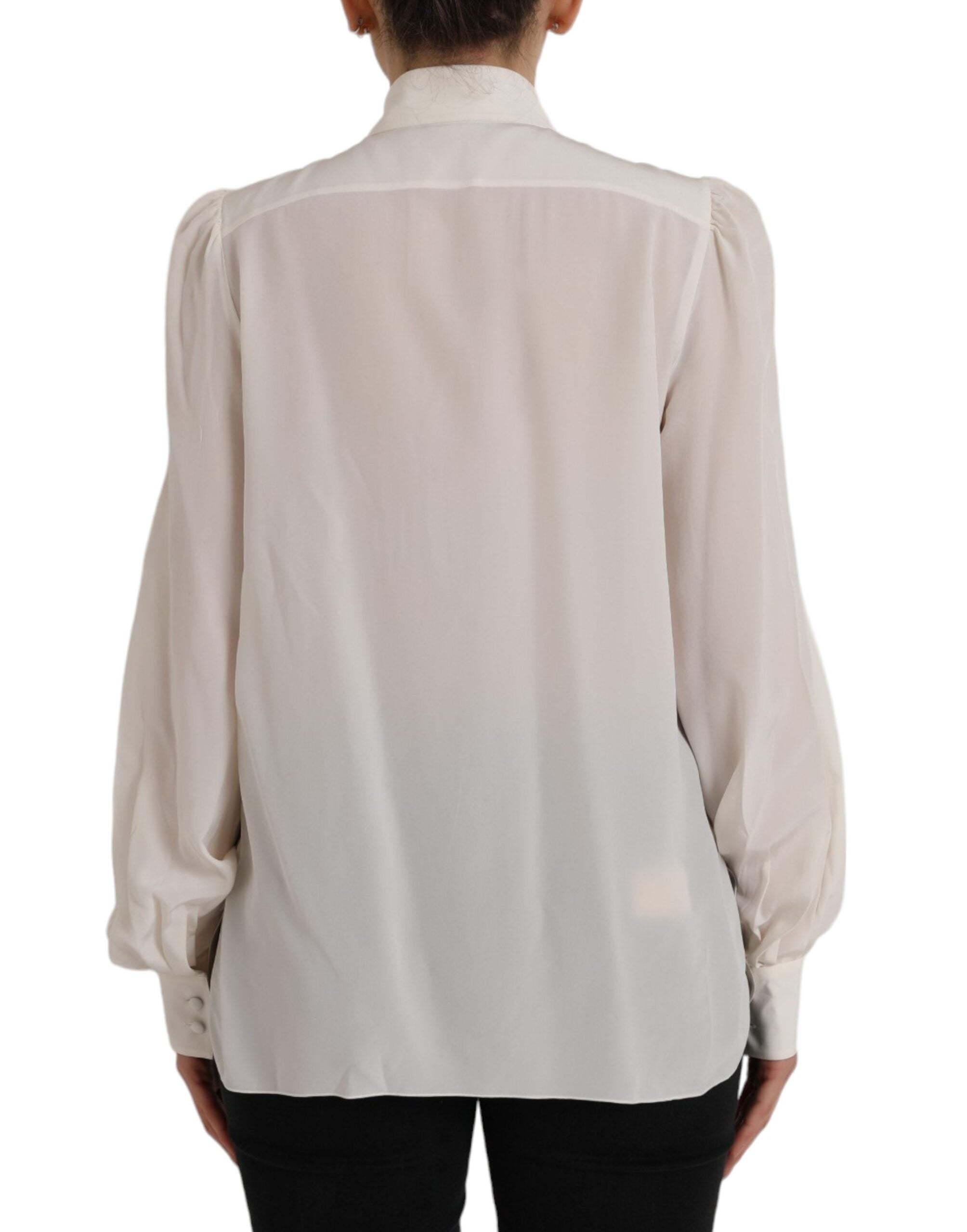 Chemisier boutonné à manches longues blanc cassé Dolce &amp; Gabbana