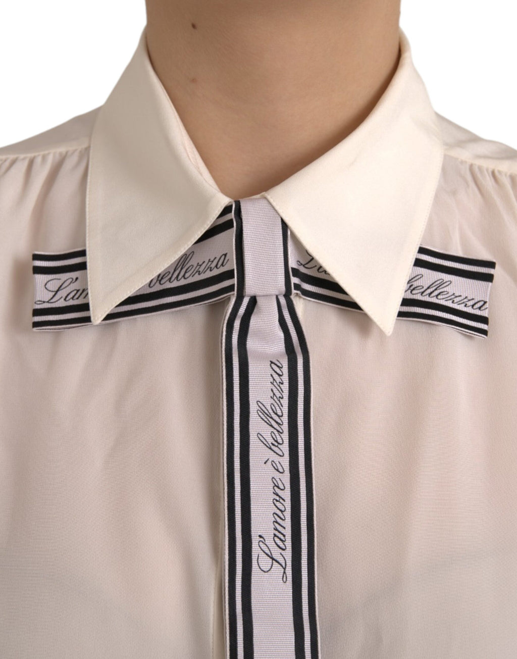 Chemisier boutonné à manches longues blanc cassé Dolce &amp; Gabbana