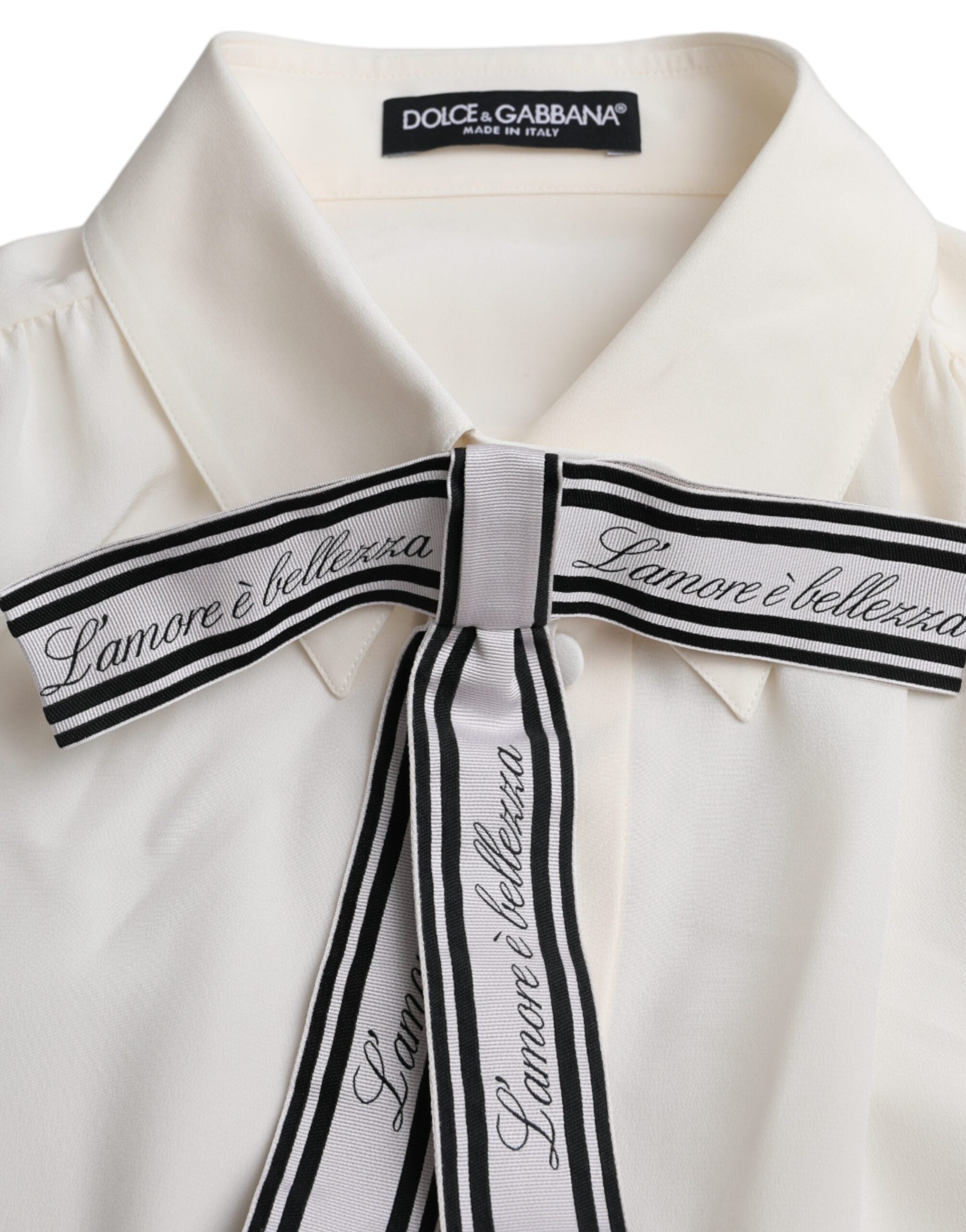 Chemisier boutonné à manches longues blanc cassé Dolce &amp; Gabbana