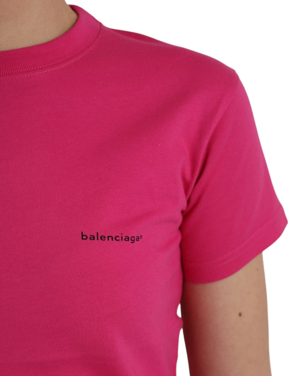 Balenciaga – T-Shirt aus Baumwolle mit Rundhalsausschnitt und kurzen Ärmeln in Rosa