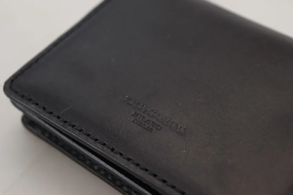 Portefeuille à bandoulière en cuir noir Dolce &amp; Gabbana pour femme