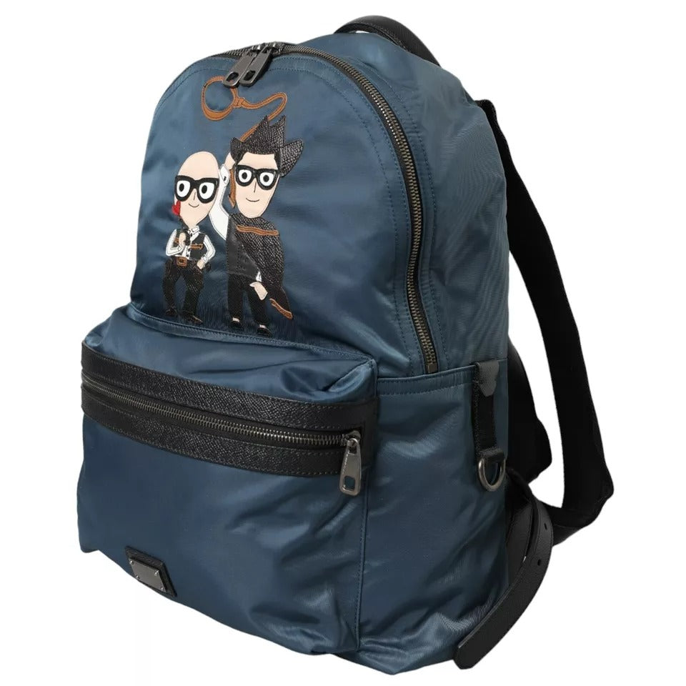 Sac à dos Dolce &amp; Gabbana en nylon bleu avec patch #DGFamily pour homme