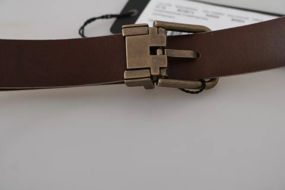 Ceinture en cuir beige crème Dolce &amp; Gabbana avec boucle dorée