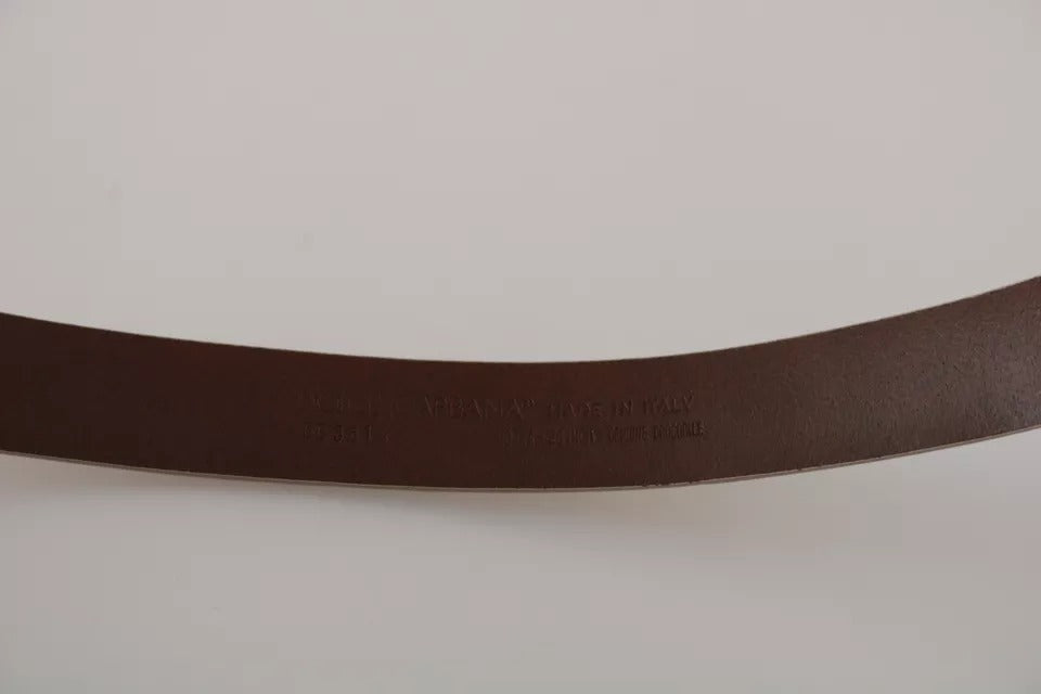 Ceinture en cuir beige crème Dolce &amp; Gabbana avec boucle dorée