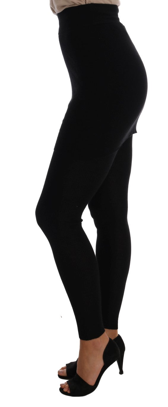 Dolce &amp; Gabbana Elegante schwarze Stretchhose aus Kaschmirseide