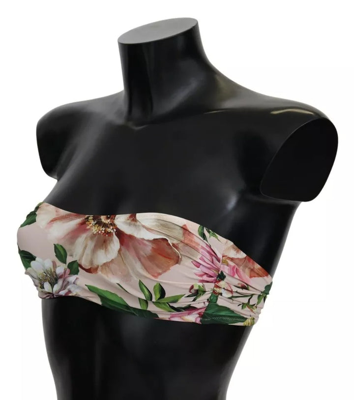 Dolce &amp; Gabbana Rosa Blumendruck Badeanzug Beachwear Bikini Top