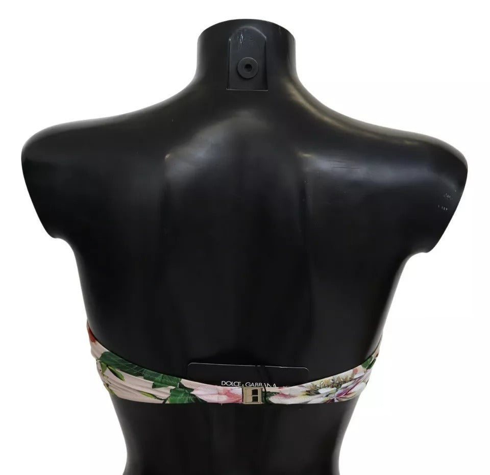 Dolce &amp; Gabbana Rosa Blumendruck Badeanzug Beachwear Bikini Top