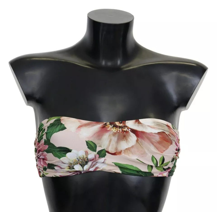 Dolce &amp; Gabbana Rosa Blumendruck Badeanzug Beachwear Bikini Top