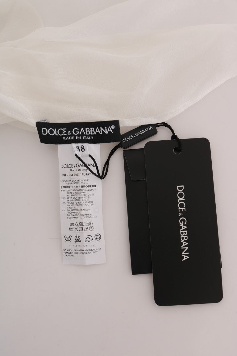 Dolce &amp; Gabbana Élégant chemisier en soie blanche à motif marguerites