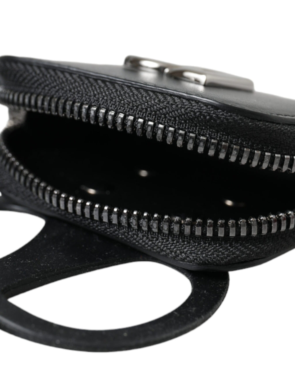 Portefeuille porte-monnaie avec cordon en cuir de veau noir Dolce &amp; Gabbana avec logo DG