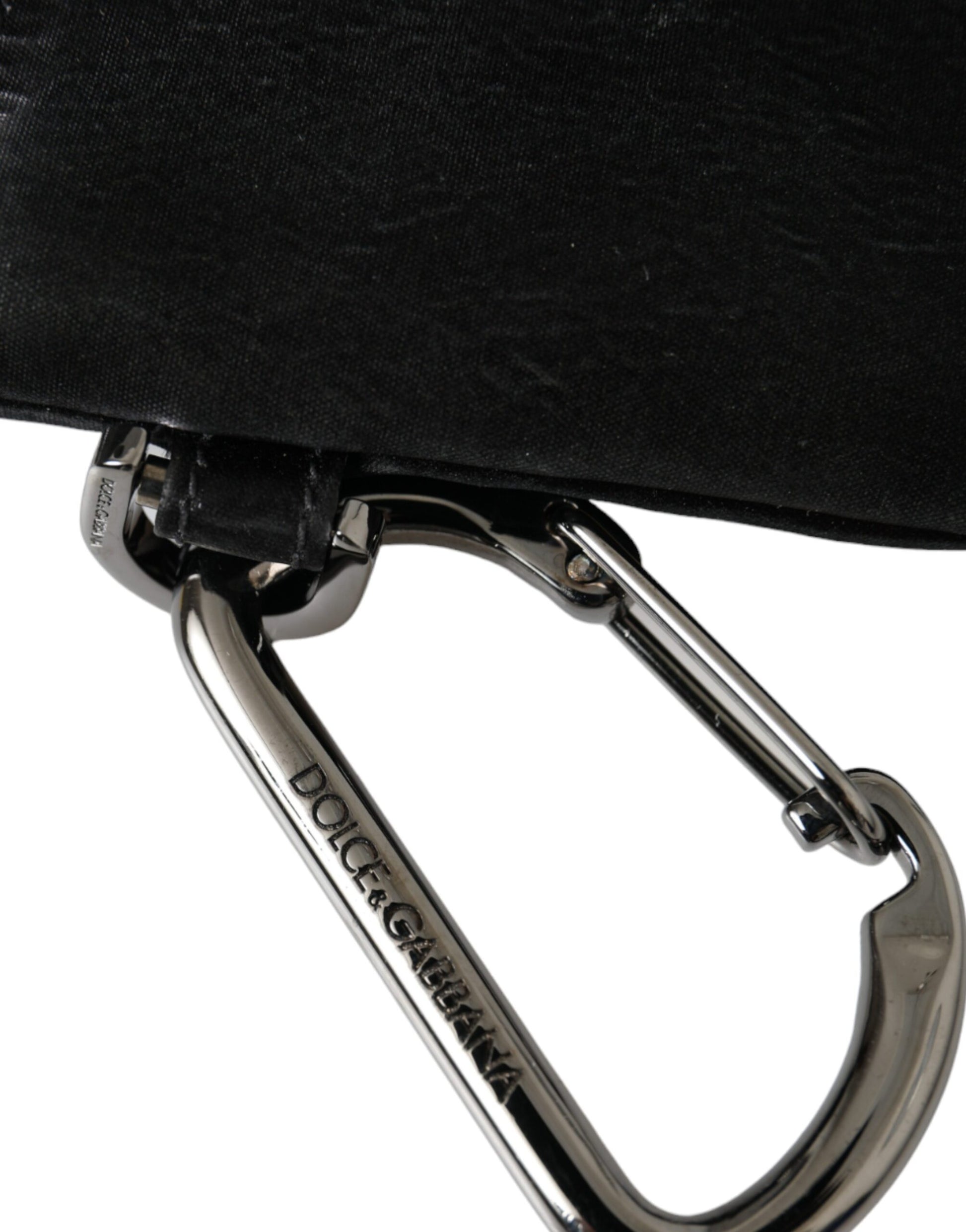 Dolce &amp; Gabbana – Schwarze Clutch aus Nylon mit Schlüsselanhänger und Logo-Schild