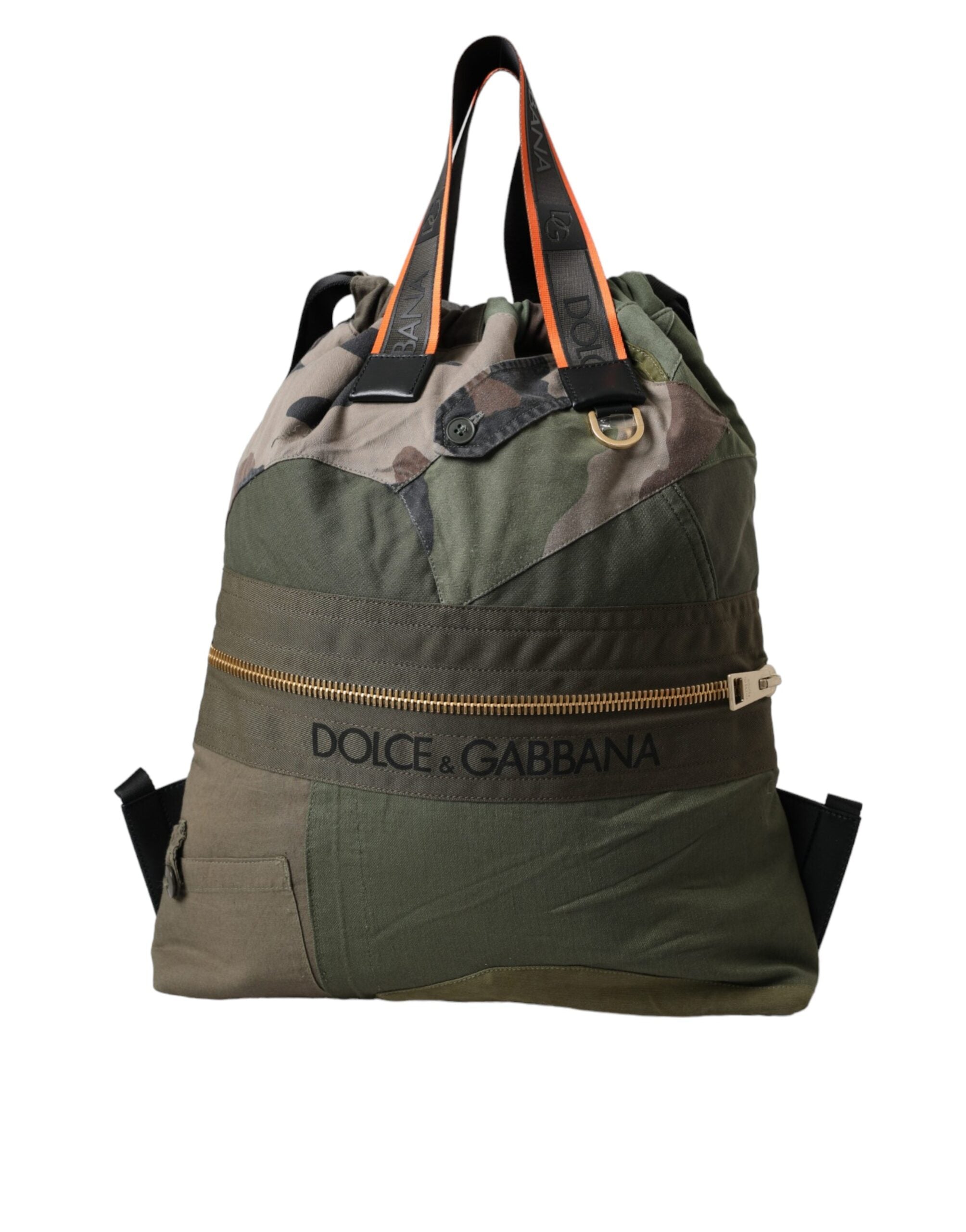 Sac à dos patchwork vert militaire Dolce &amp; Gabbana