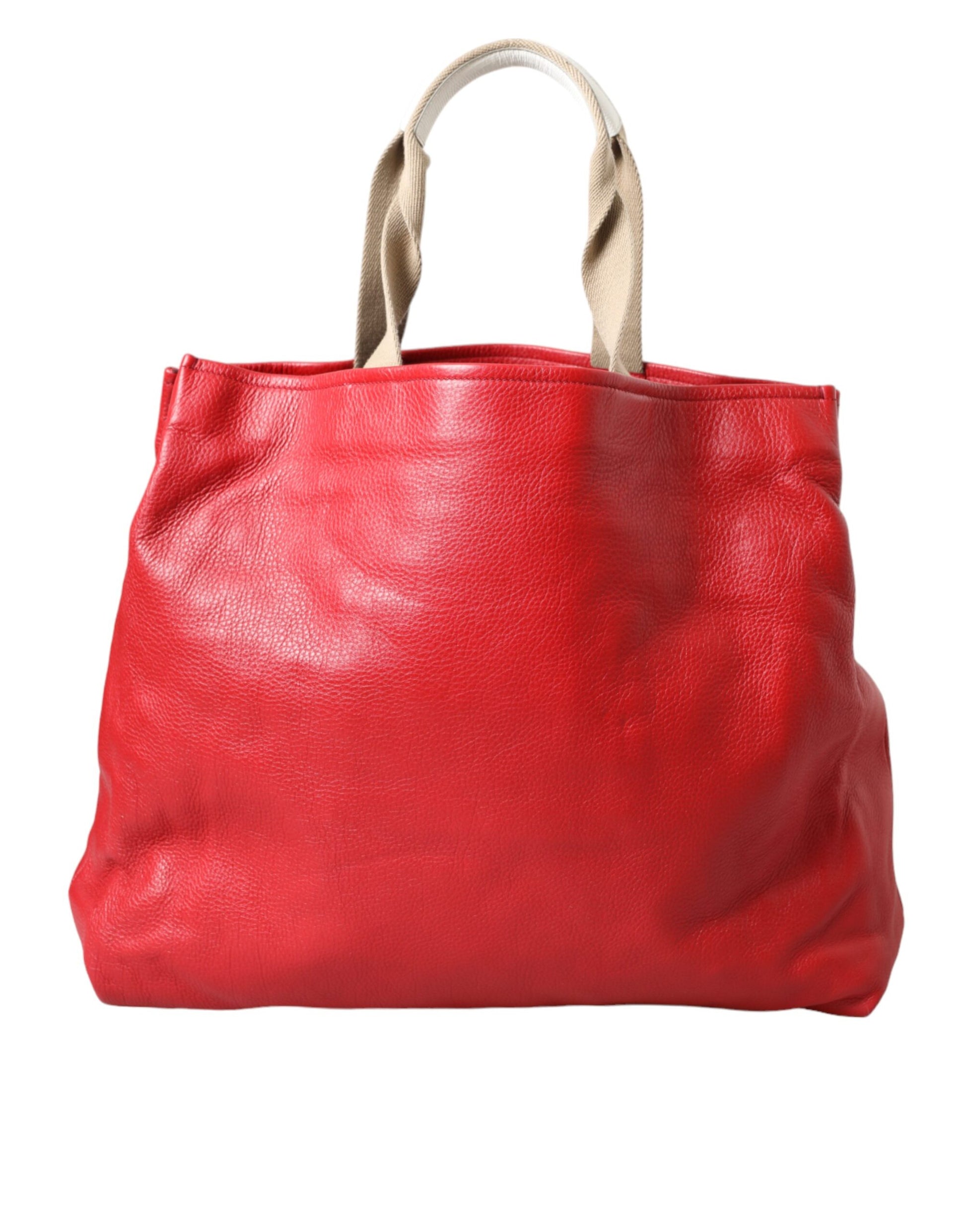 Sac cabas Dolce &amp; Gabbana en cuir rouge avec patch #DGFamily