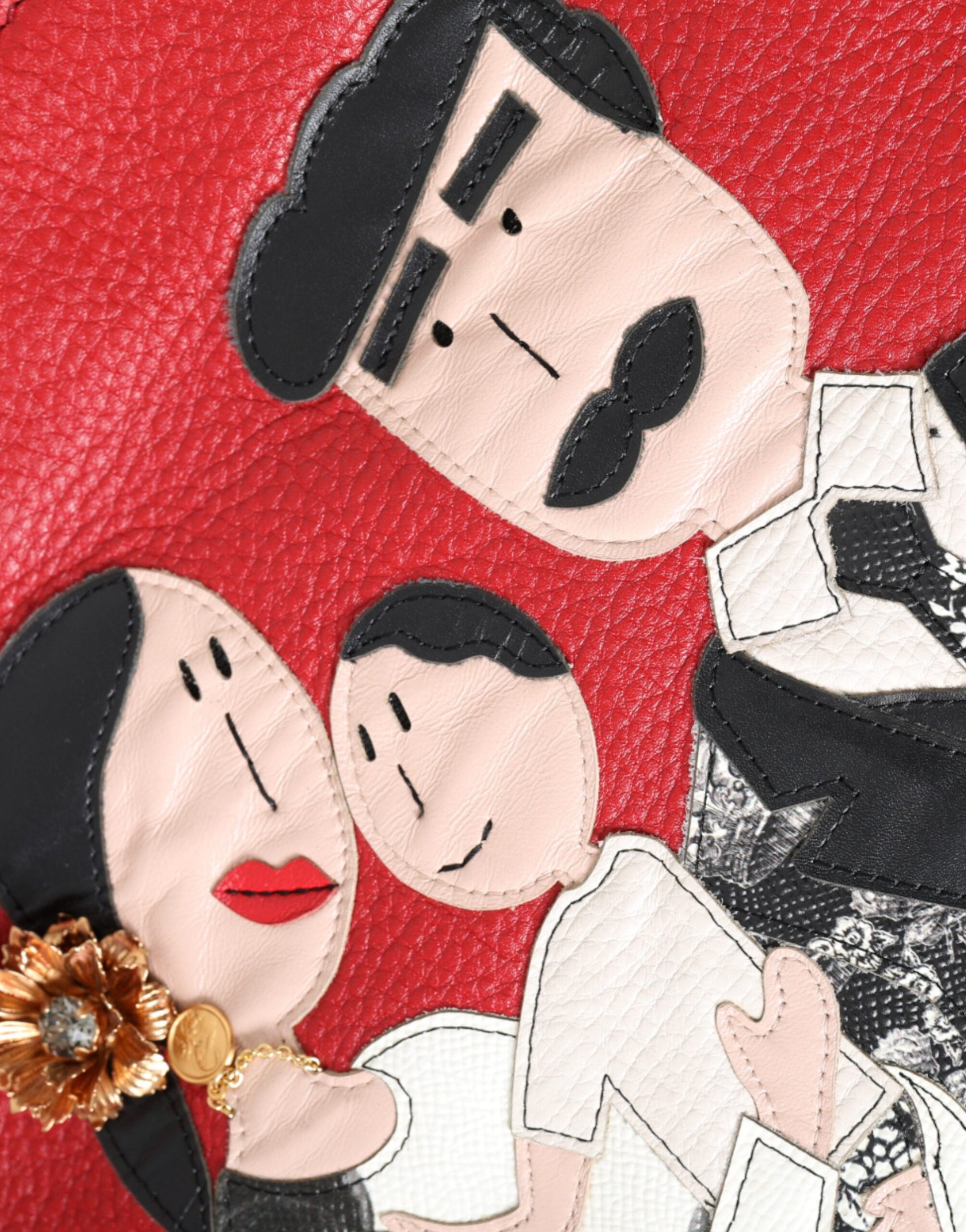 Sac cabas Dolce &amp; Gabbana en cuir rouge avec patch #DGFamily