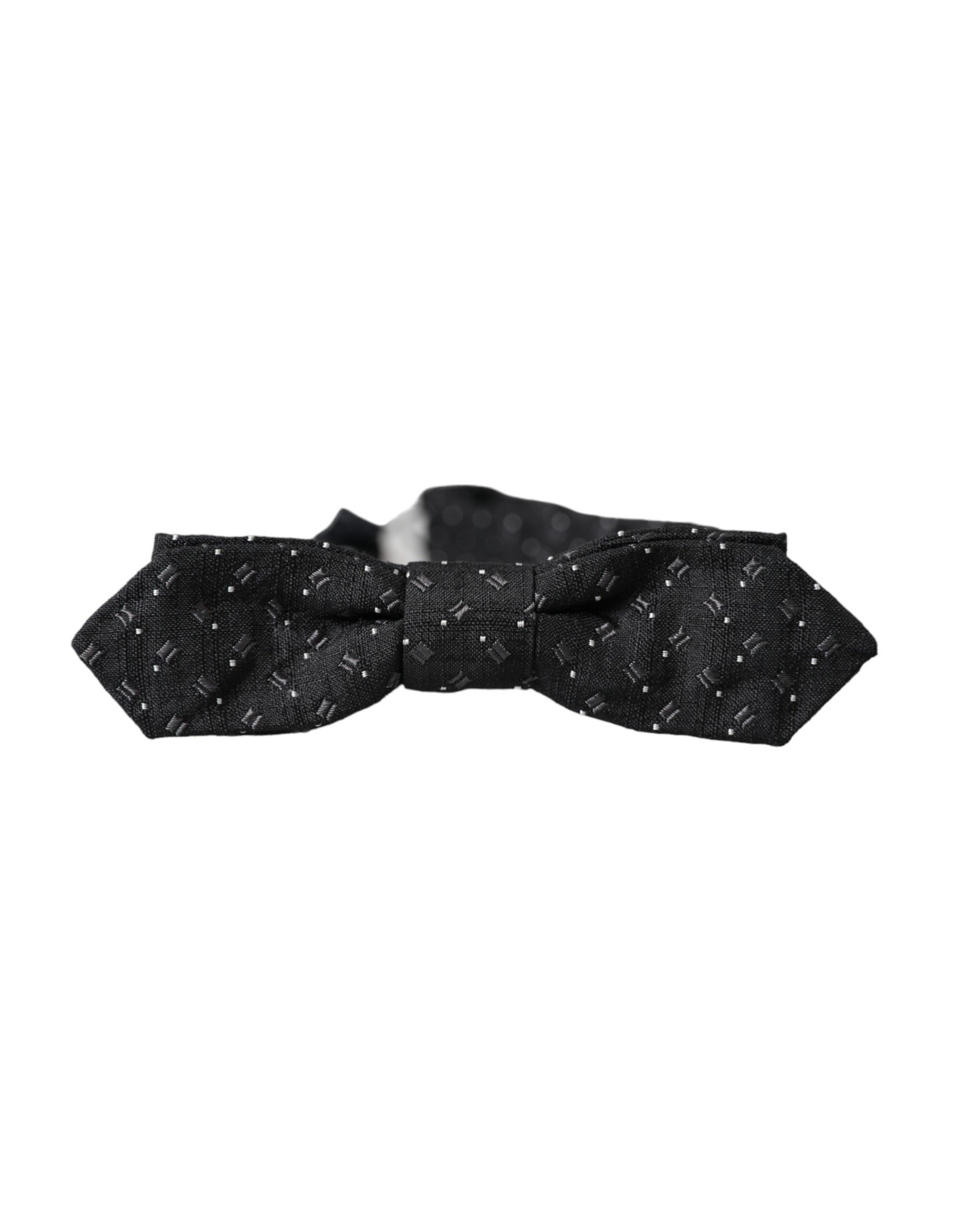 Dolce &amp; Gabbana – Schwarze, gemusterte Papillon-Fliege aus Seide mit verstellbarem Hals